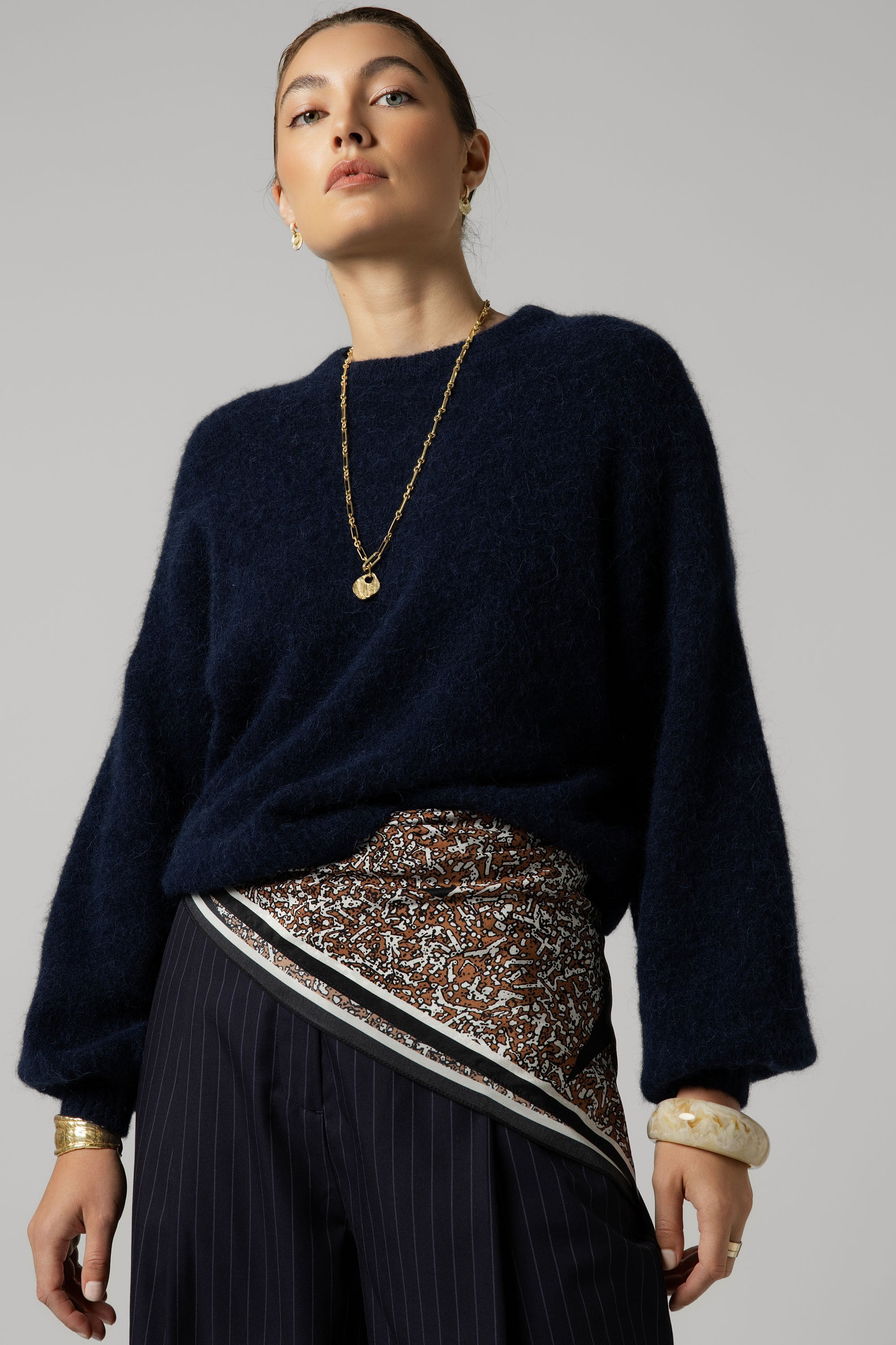 Shop The Luxe Whisper Crew Neck Sweater (Midnight) | Max