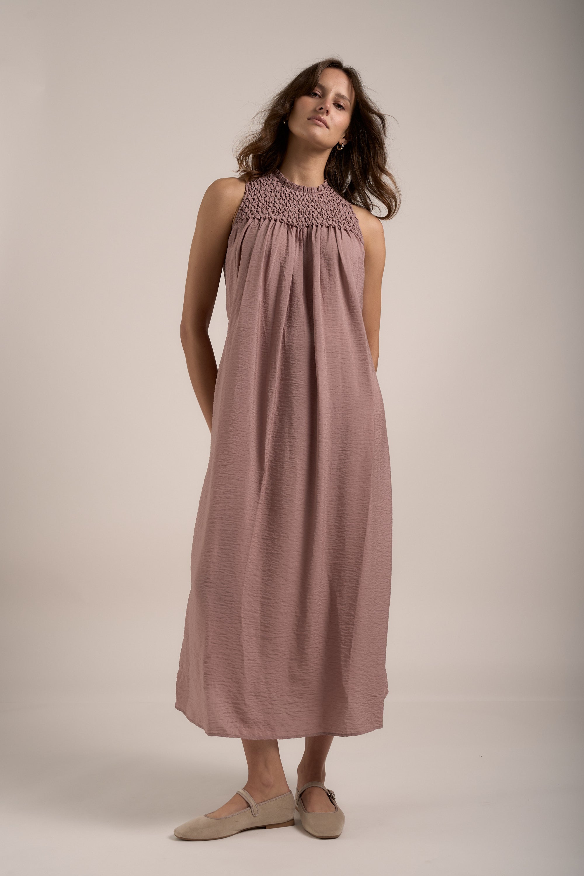 pink maxi smock dress Simply Southern