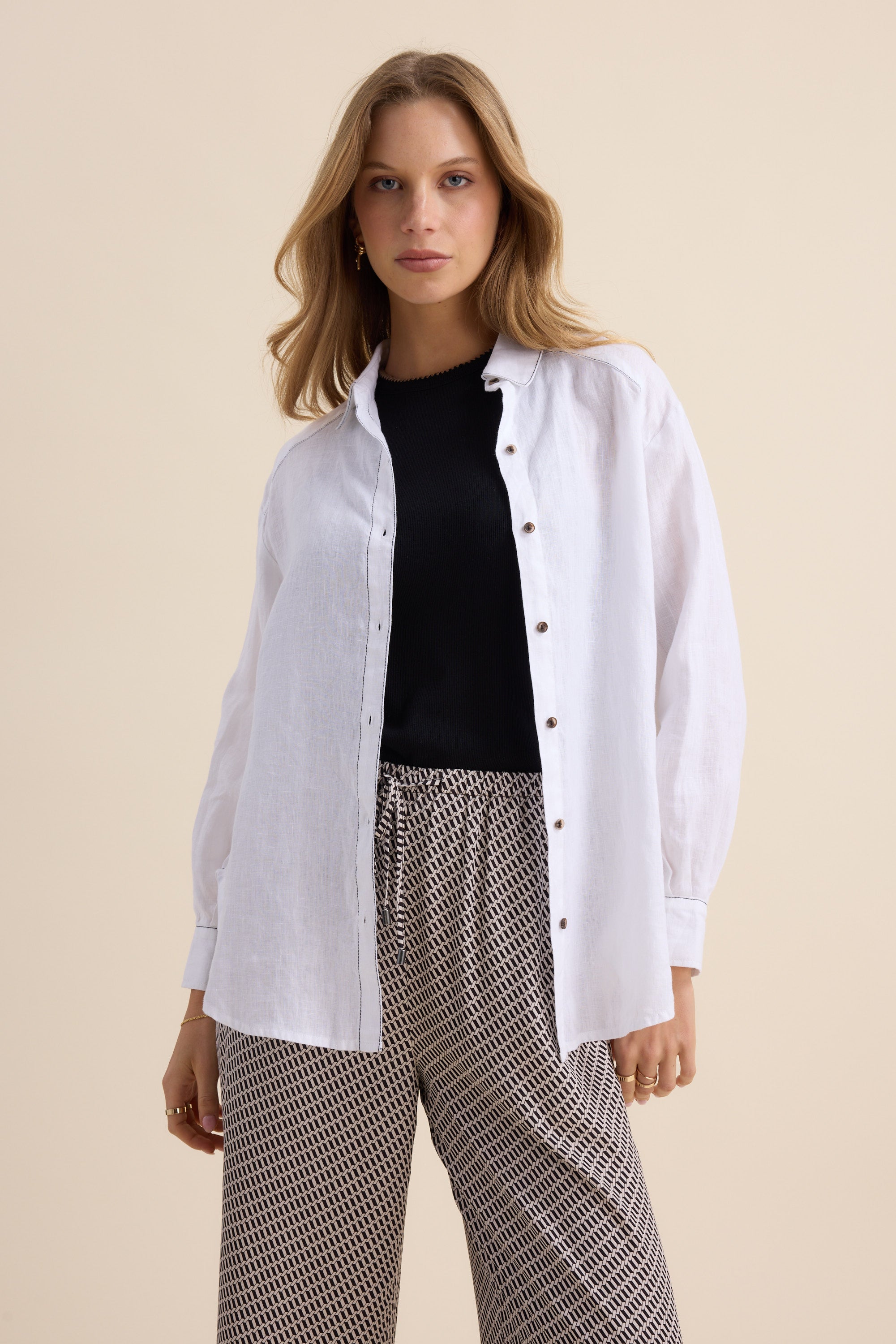 The Contrast Stitch Linen Shirt