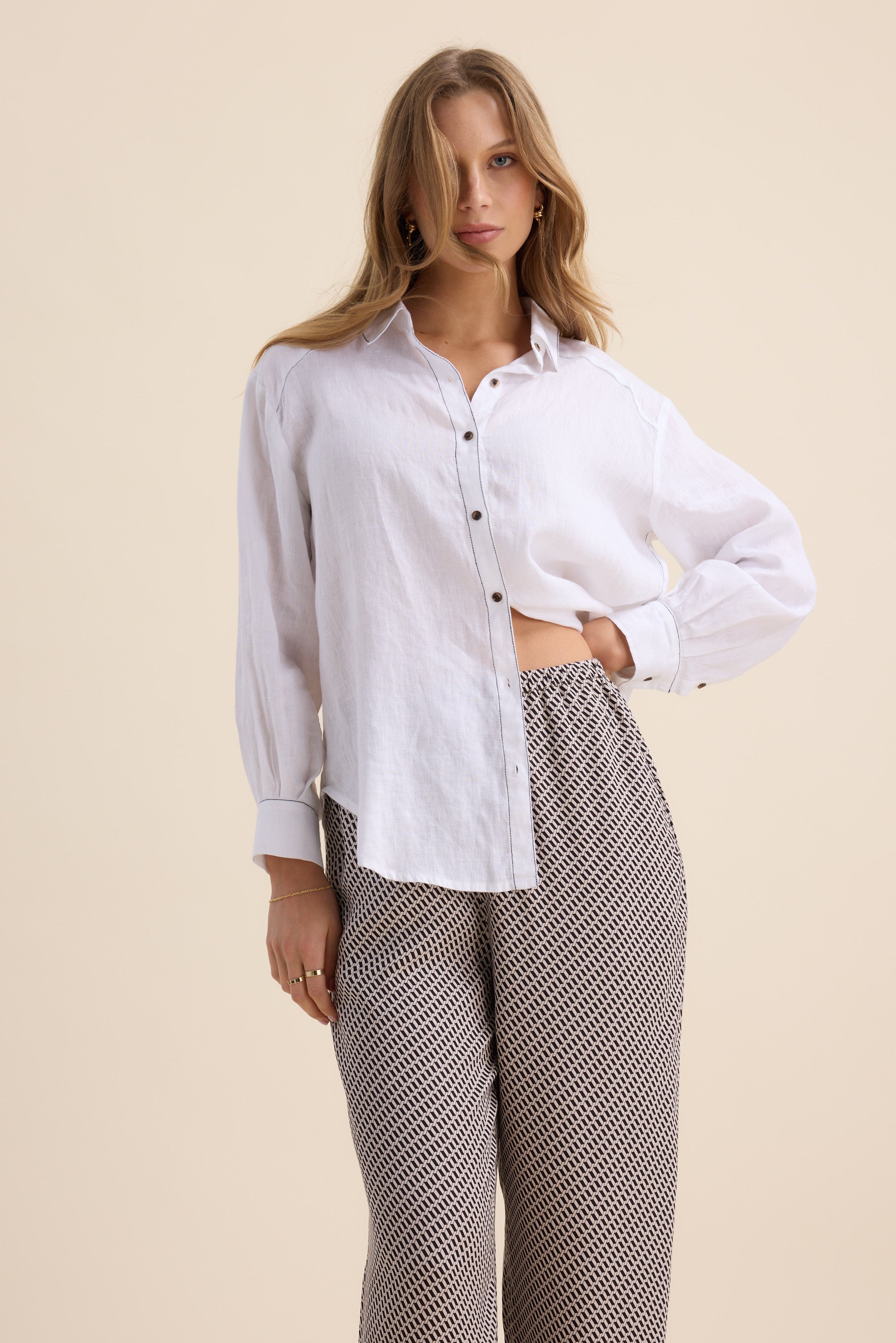 The Contrast Stitch Linen Shirt