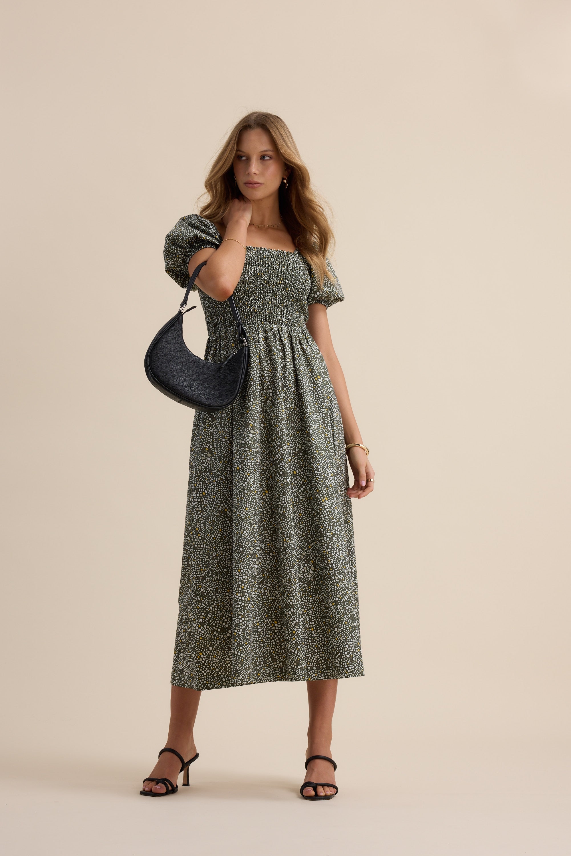 Gabrielle Shirred Bodice Dress