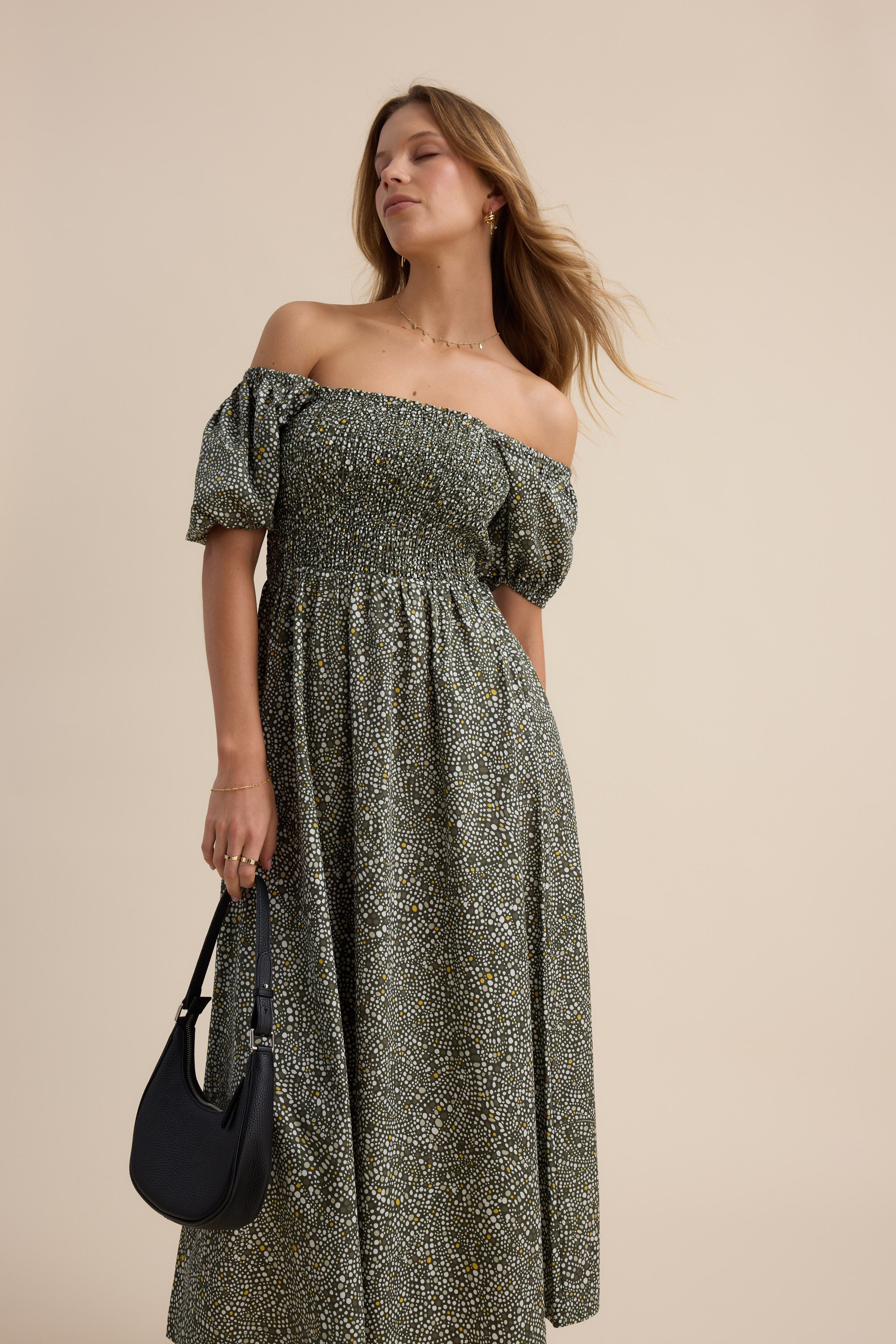 Gabrielle Shirred Bodice Dress