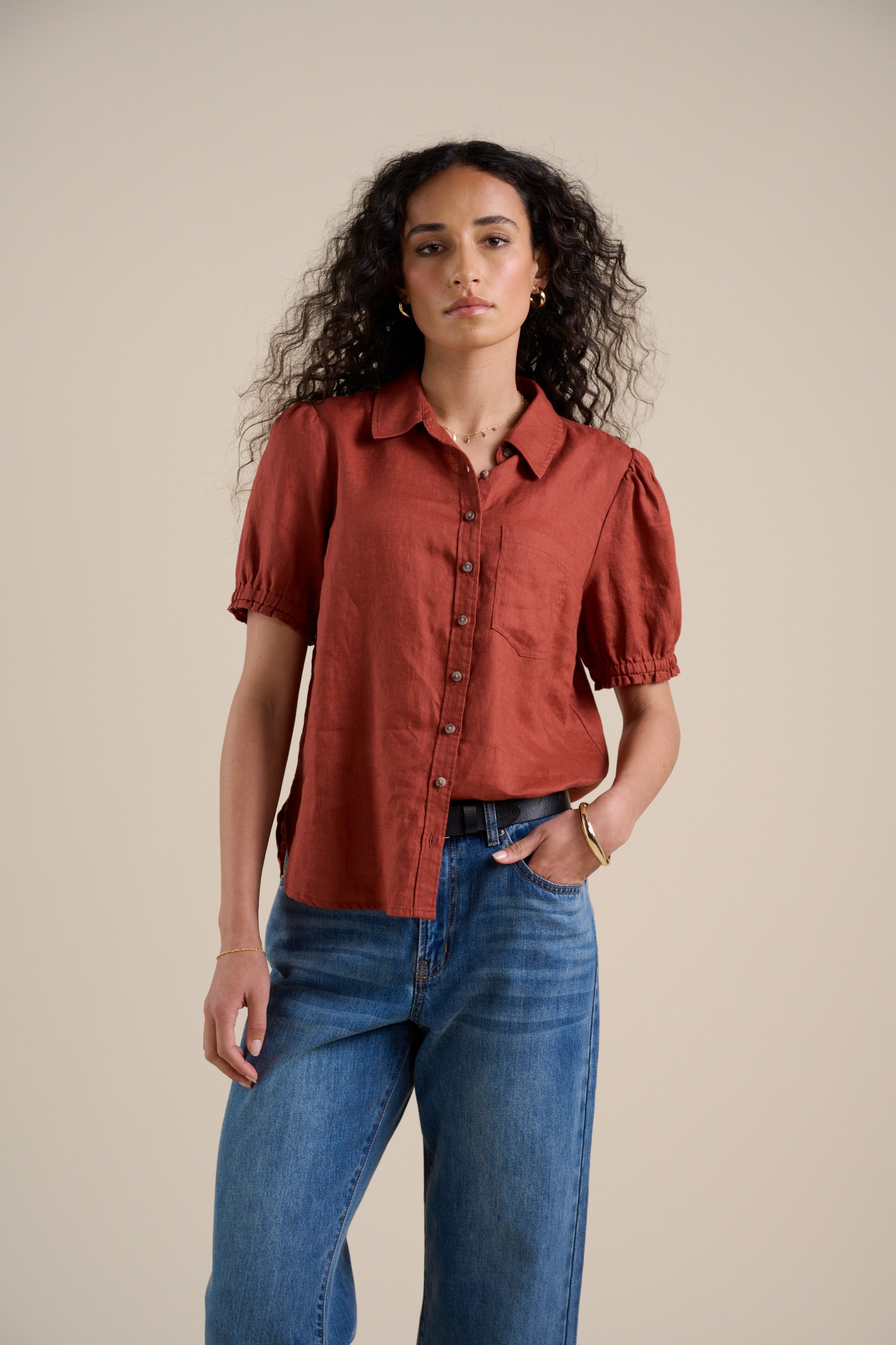 Elementary Short Sleeve Linen Shirt