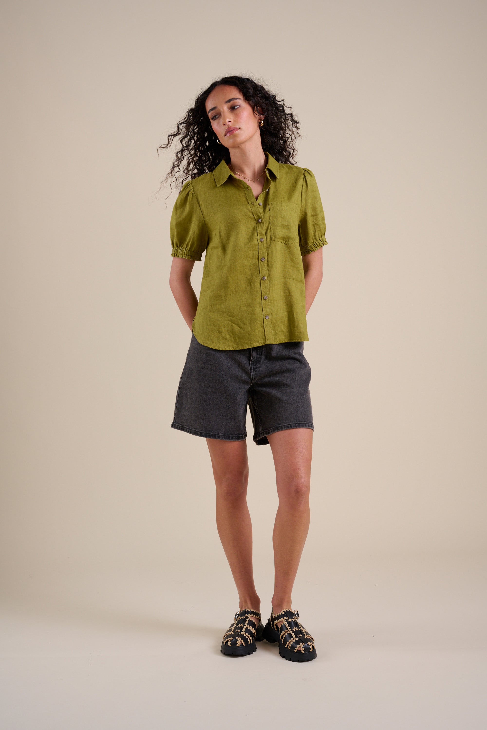 Elementary Short Sleeve Linen Shirt