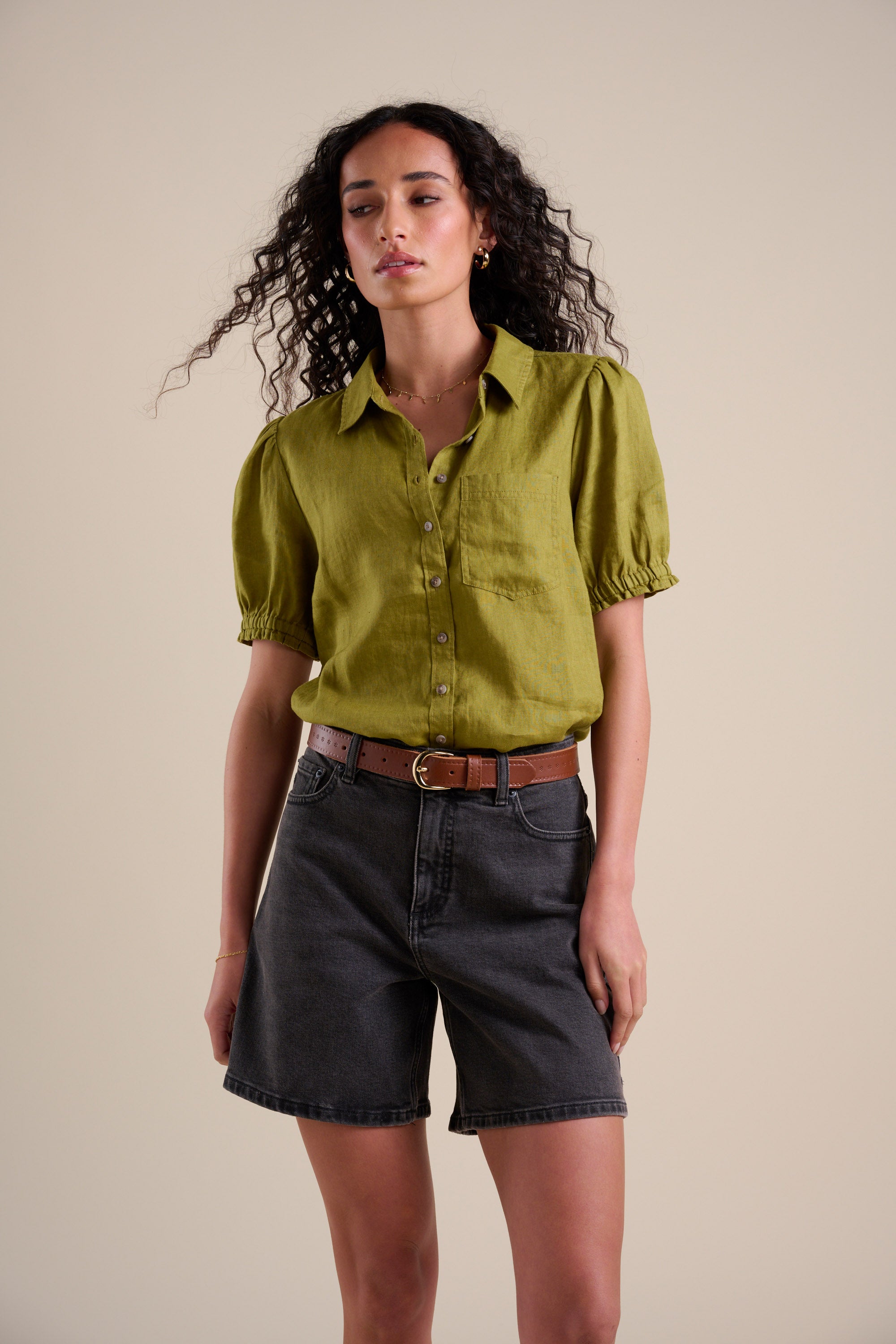 Elementary Short Sleeve Linen Shirt