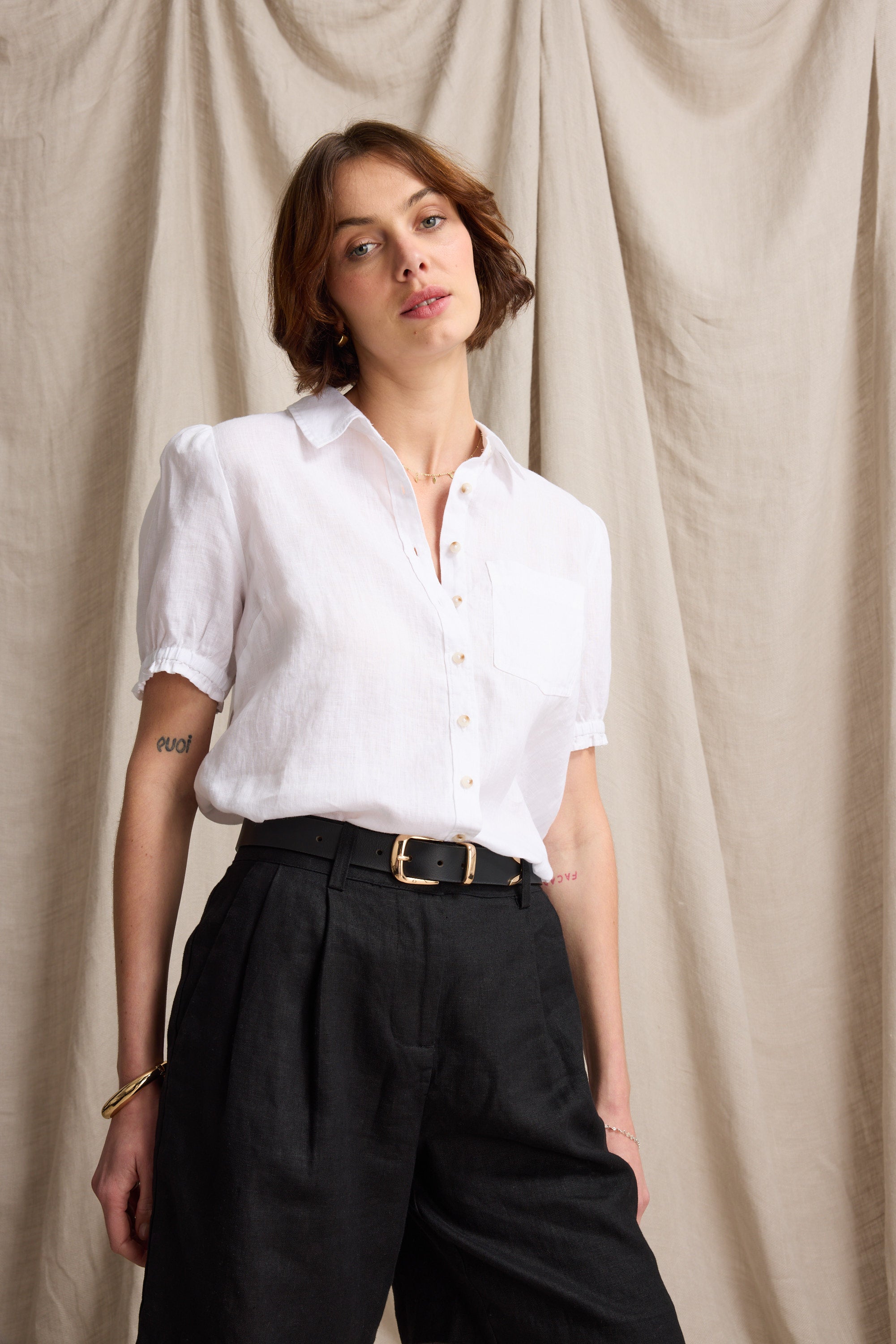 Elementary Short Sleeve Linen Shirt