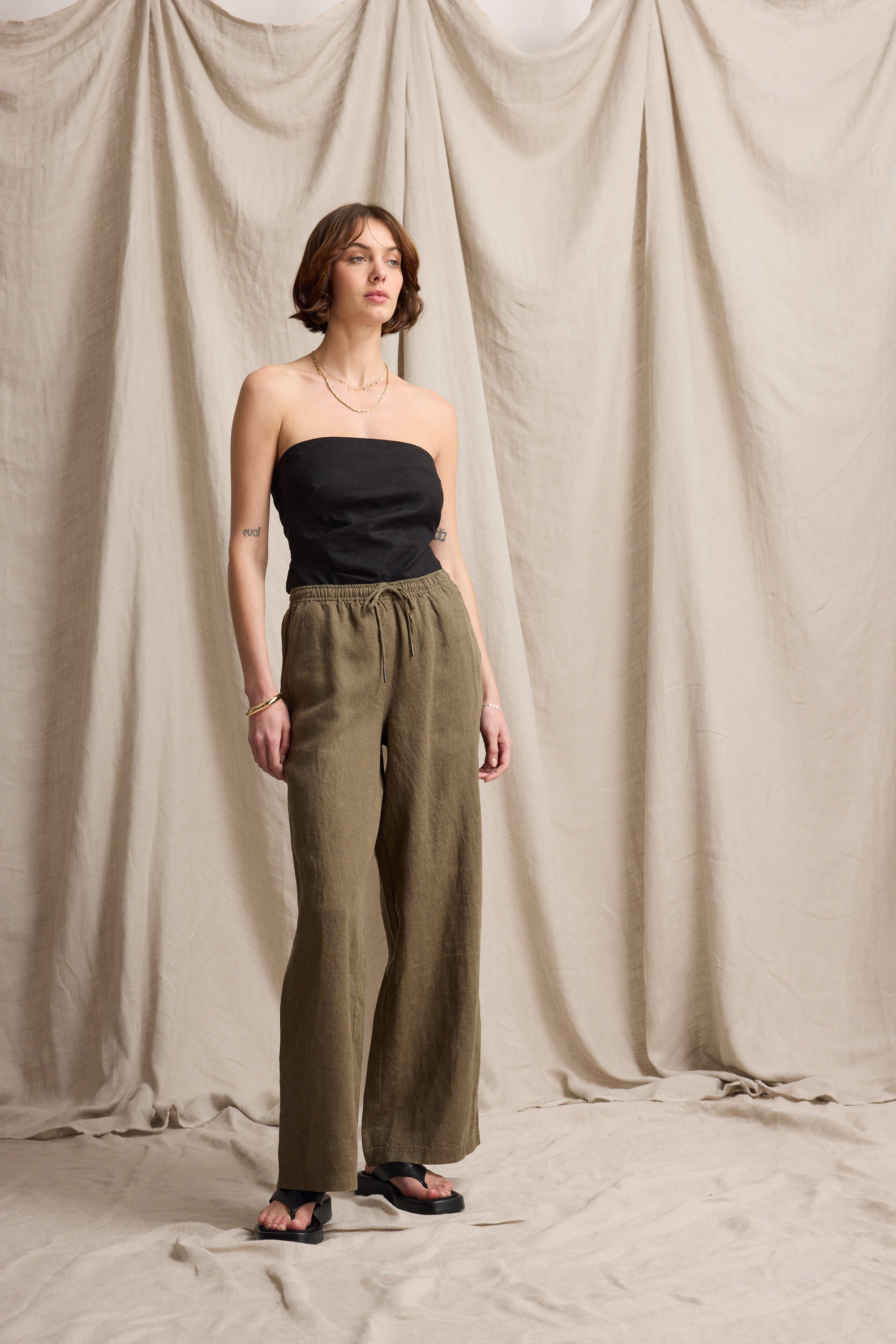 Elementary Wide Leg Linen Pant