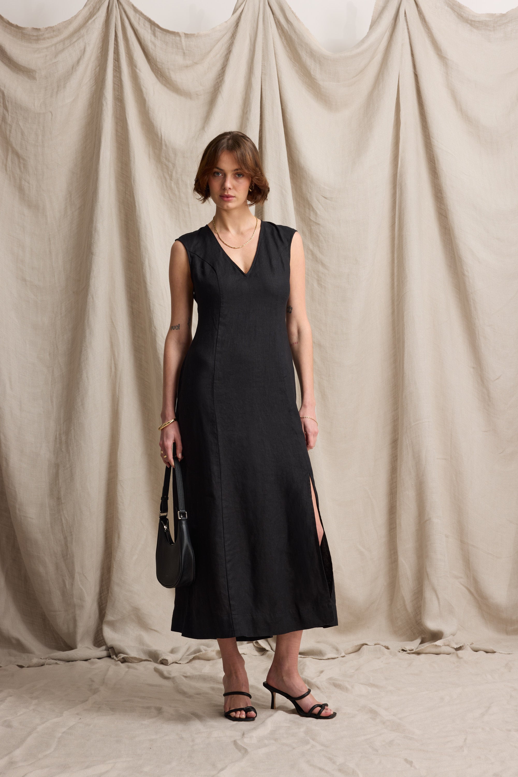 Alice V Neck Linen Dress