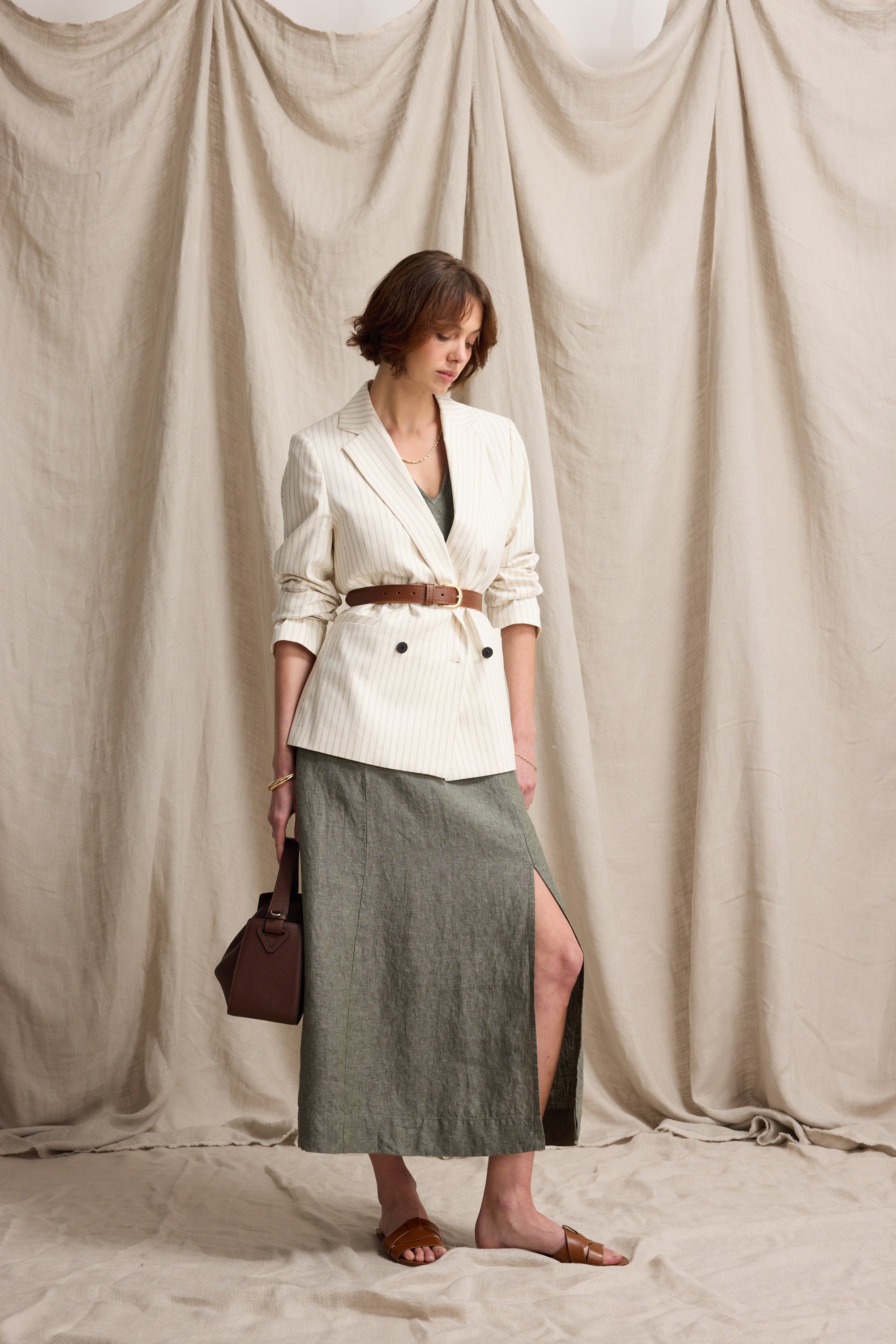 Alice V Neck Linen Dress