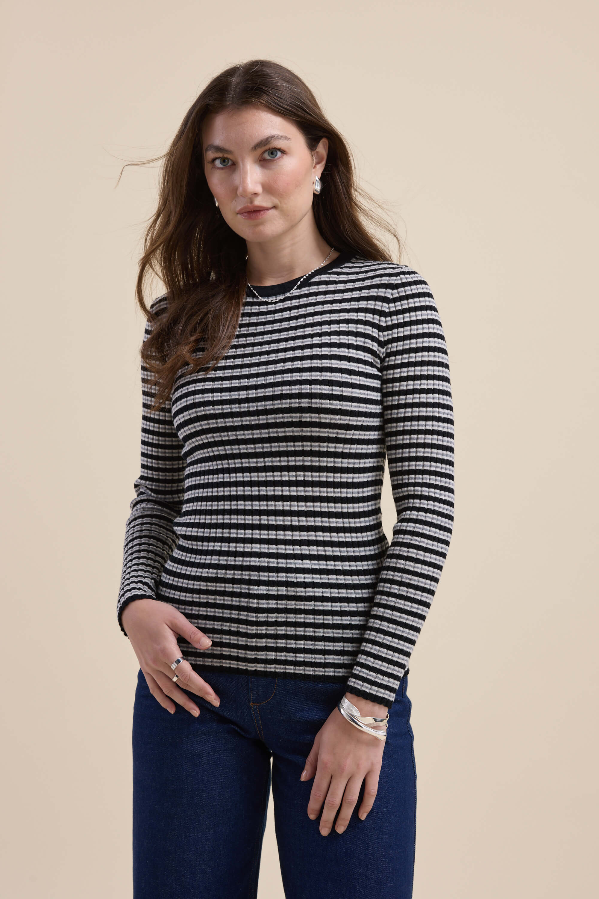 トップス ROKU 6 multi slab crew neck knit Shop Elementary ZQ Merino Crew Neck (Multi Stripe) | Elementary – Max