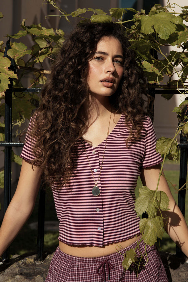 Adeline Button Front Tee