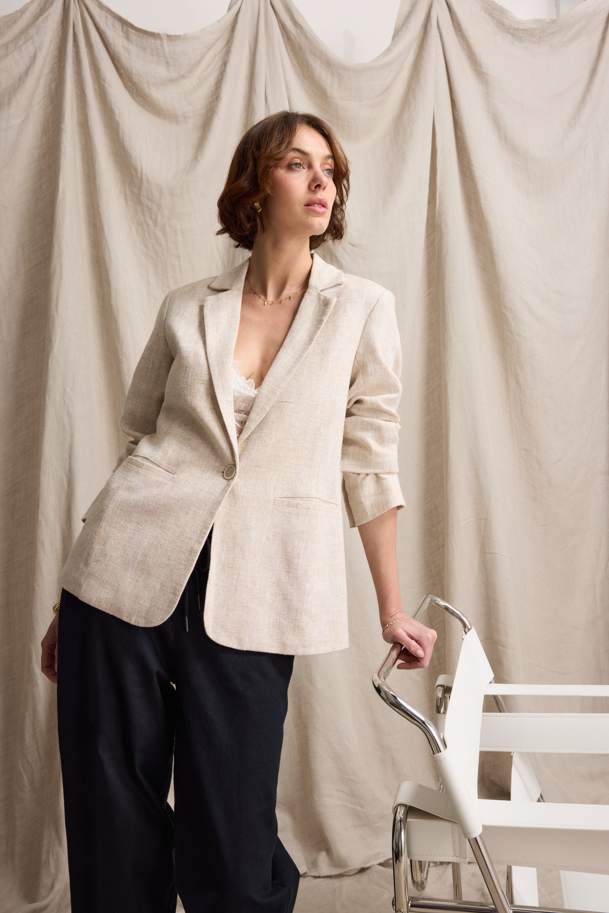 Shop The Linen Blend Blazer (Coastal Marle) | Max
