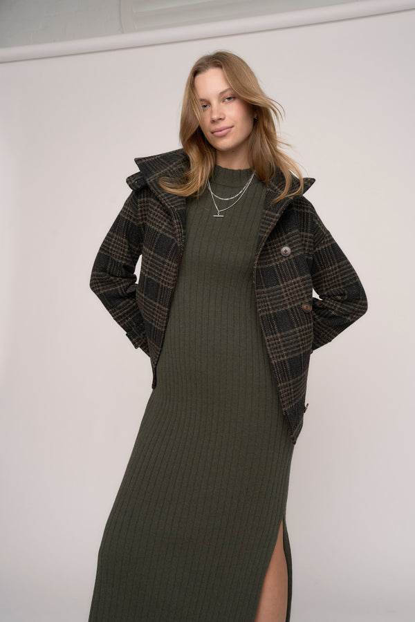 Elaina Wool Blend Ribbed Dress