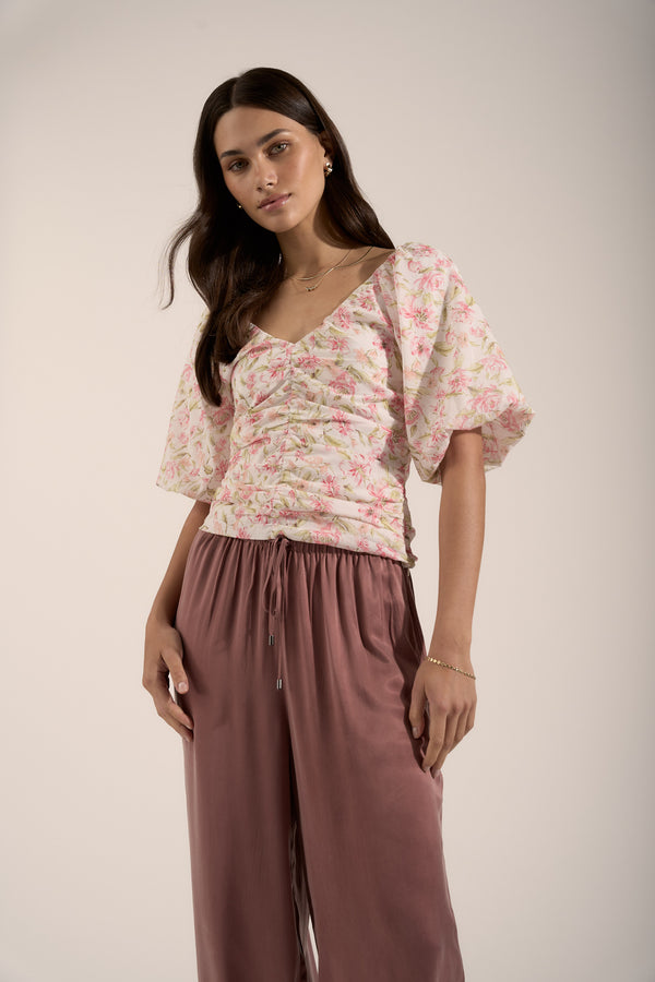 Petal Puff Detail Blouse