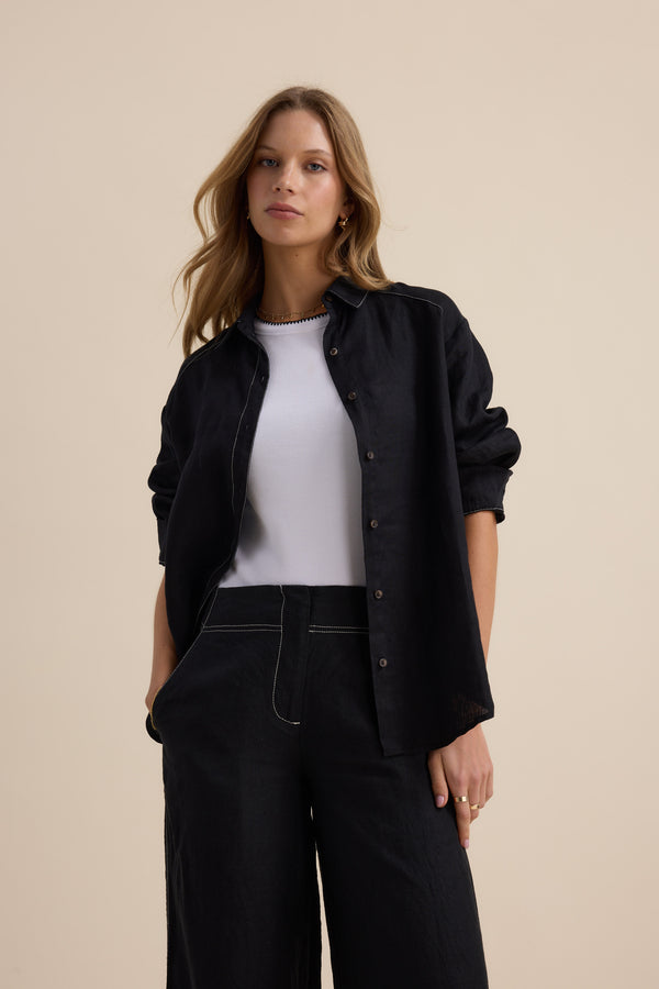 The Contrast Stitch Linen Shirt