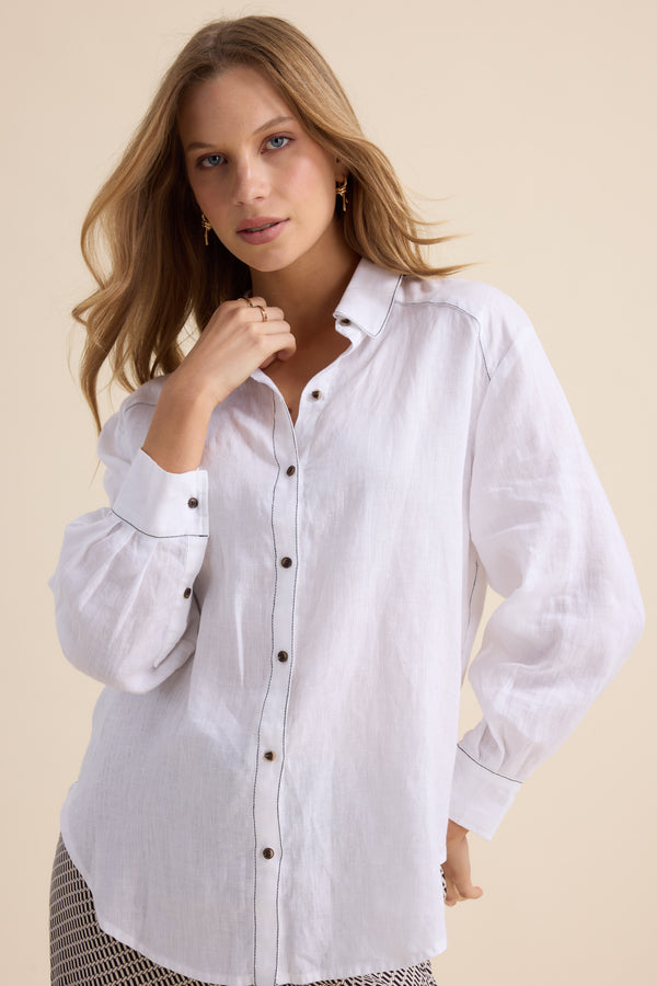 The Contrast Stitch Linen Shirt