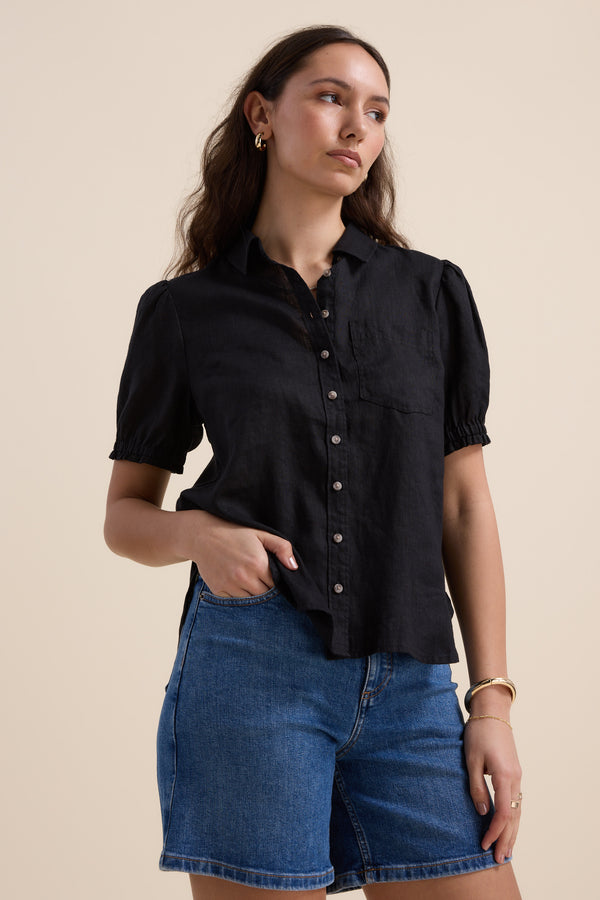 Elementary Short Sleeve Linen Shirt