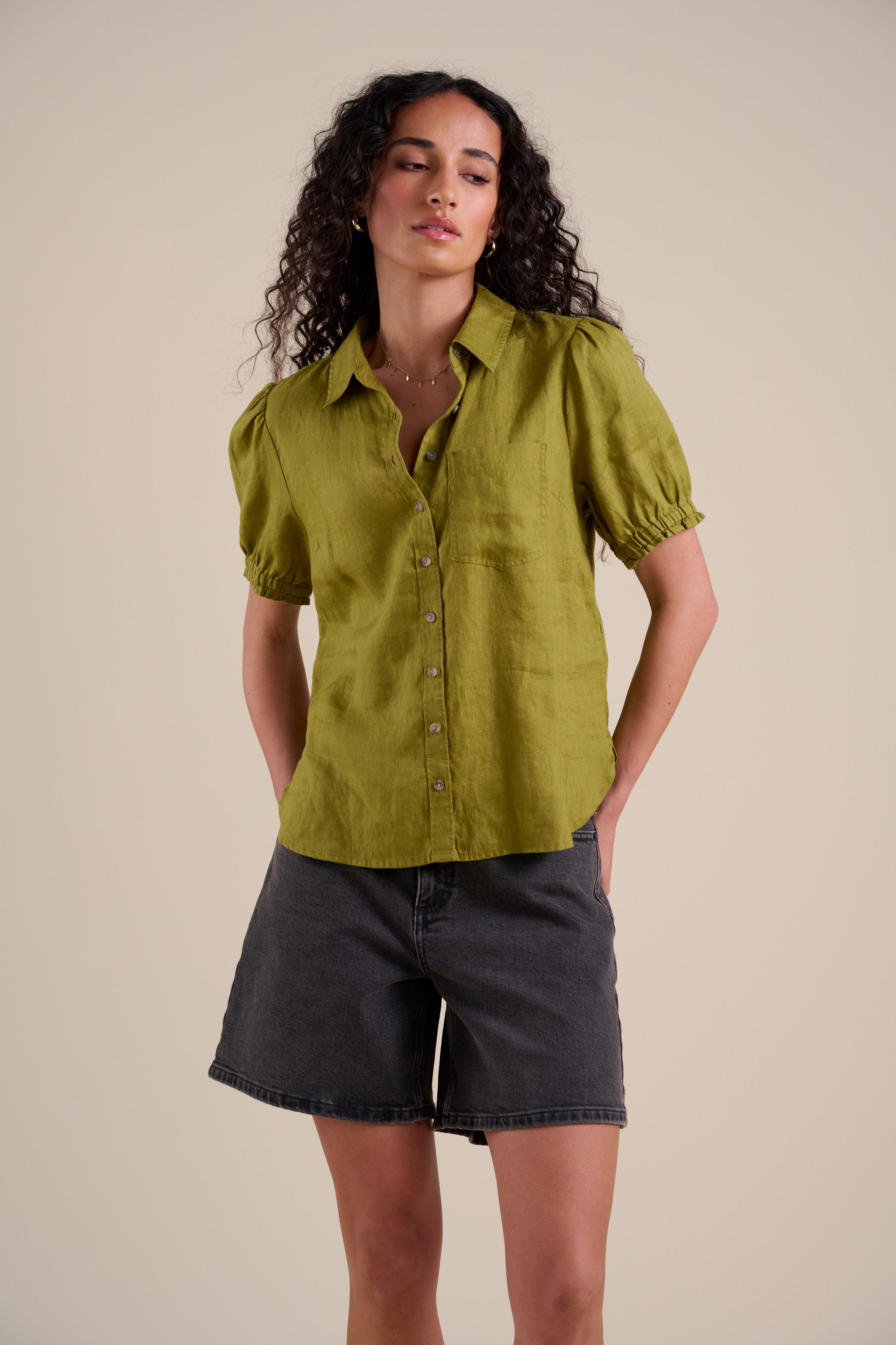 Elementary Short Sleeve Linen Shirt