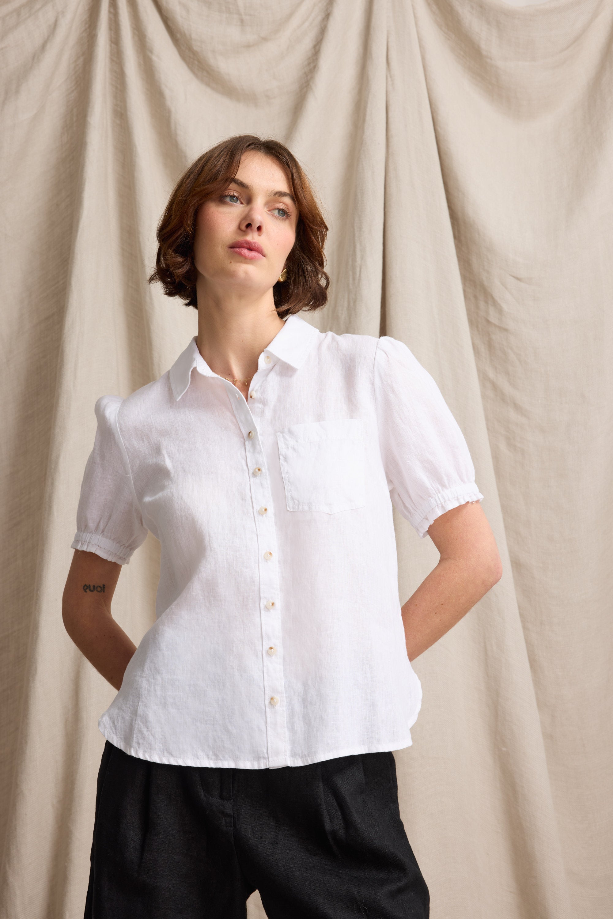 Elementary Short Sleeve Linen Shirt