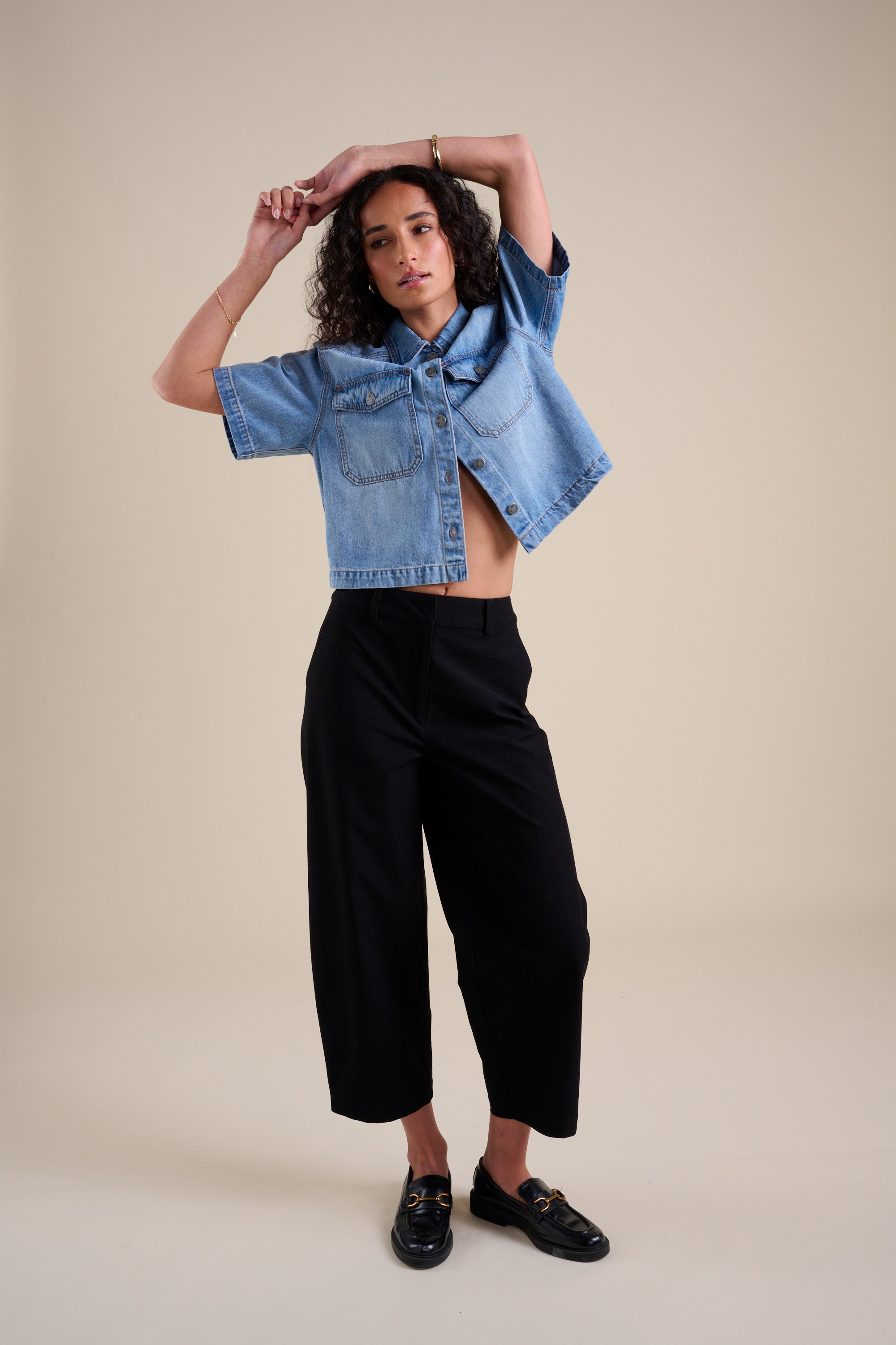 Shop Eden Barrel Leg Pant (Black) | Max