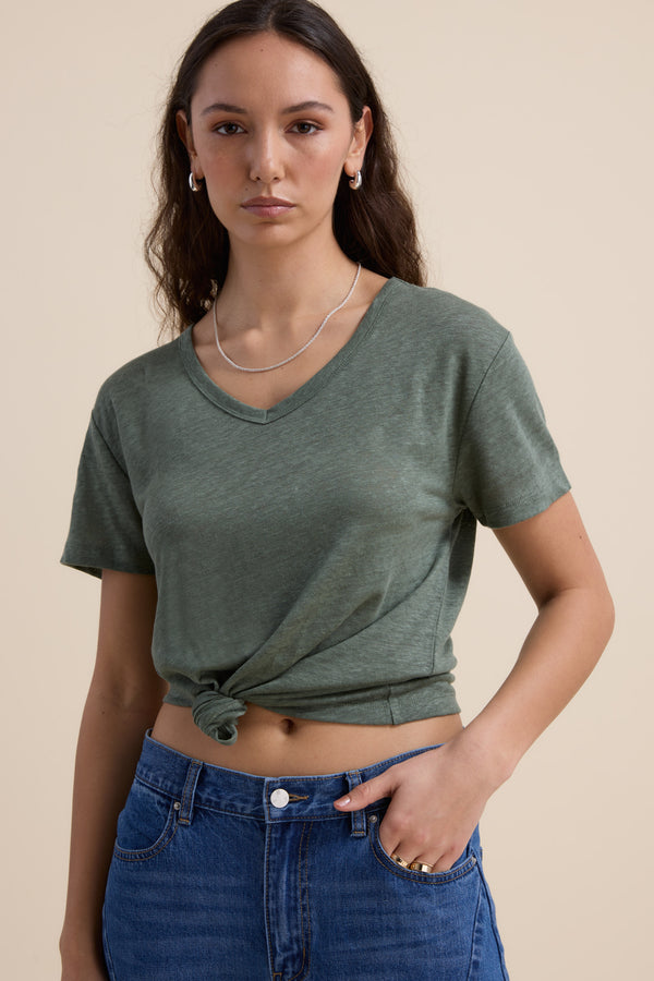 Elementary Linen V Neck Tee