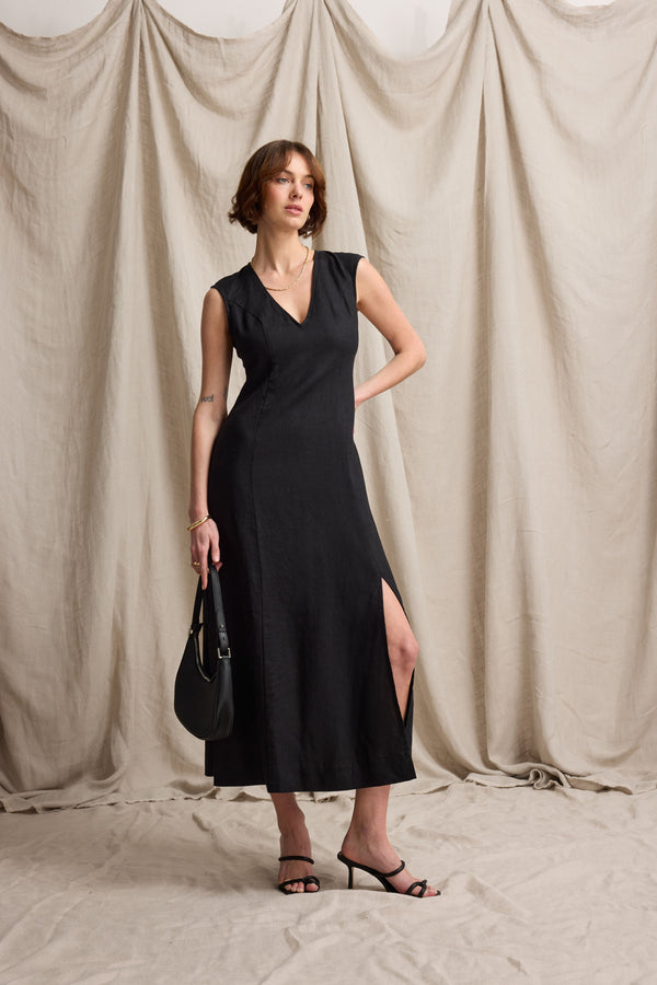 Alice V Neck Linen Dress