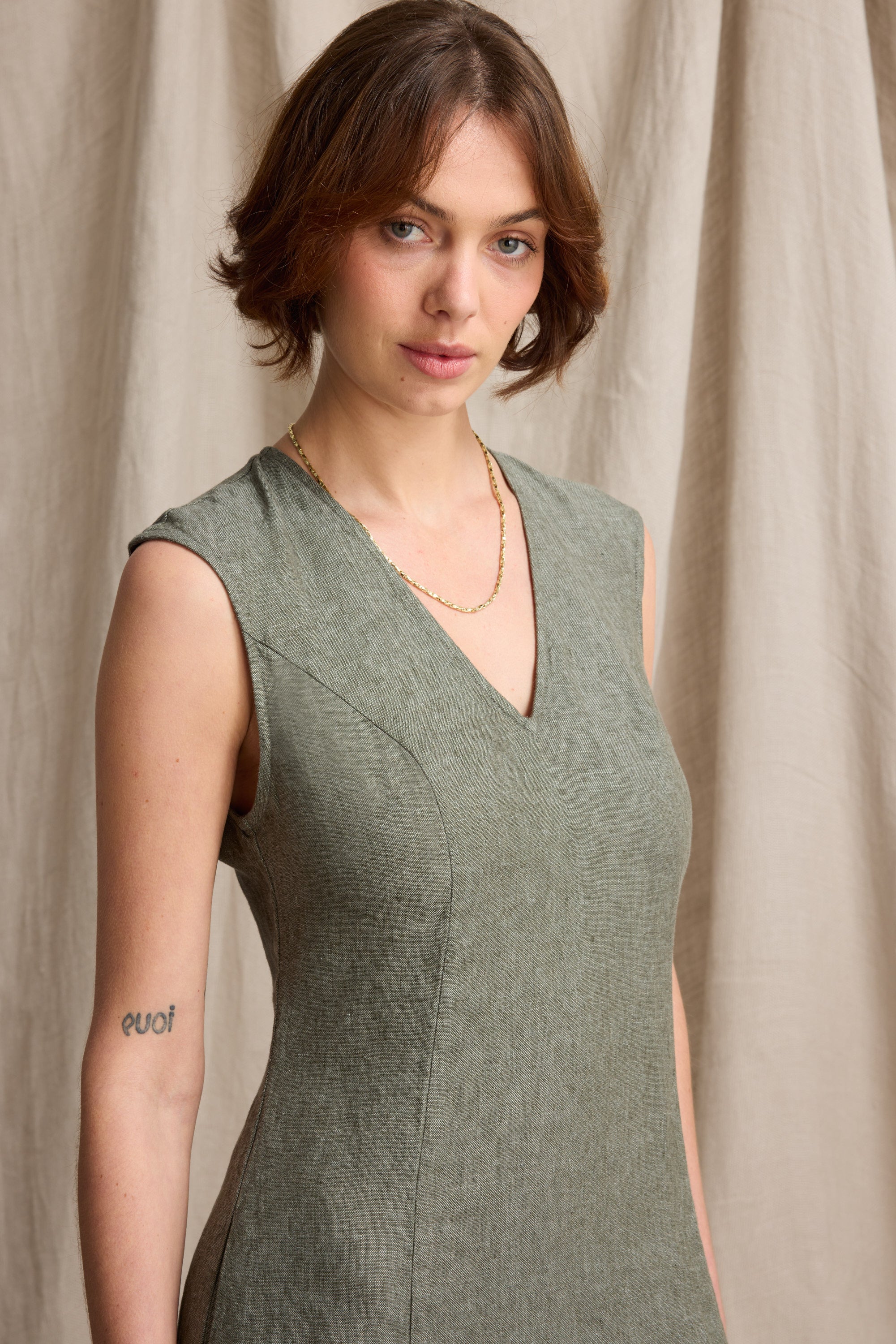 Alice V Neck Linen Dress