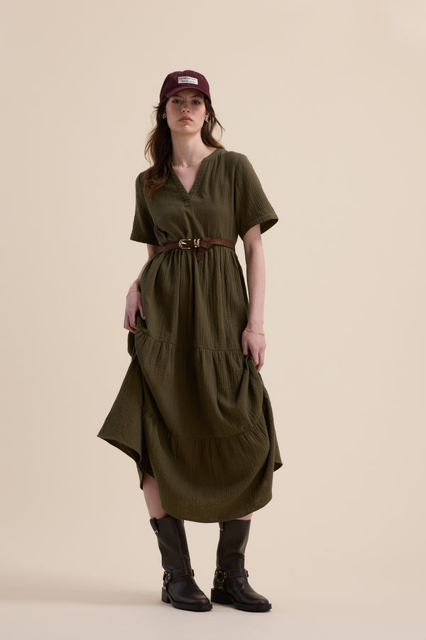 Elementary Textured Tiered Dress