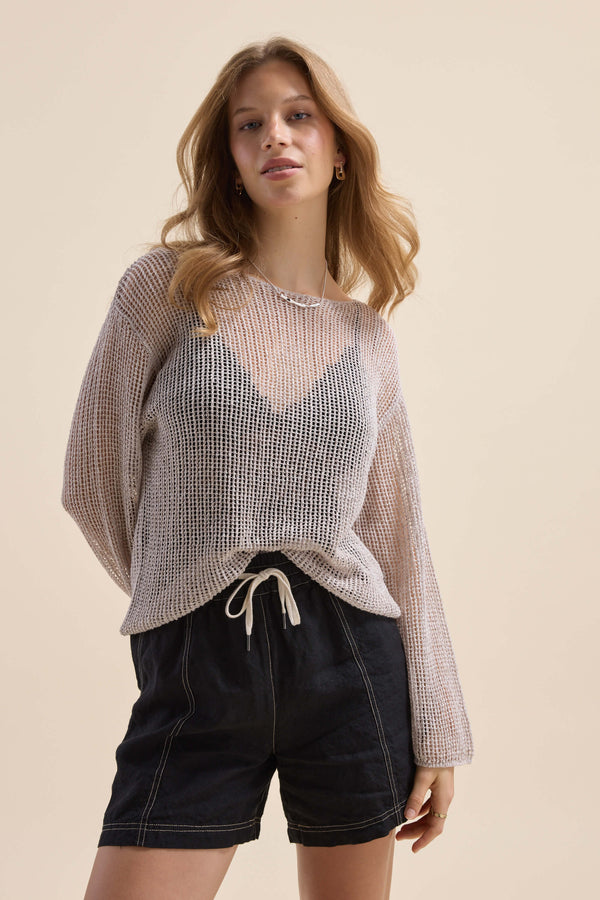 Elementary Linen Mesh Knit Sweater