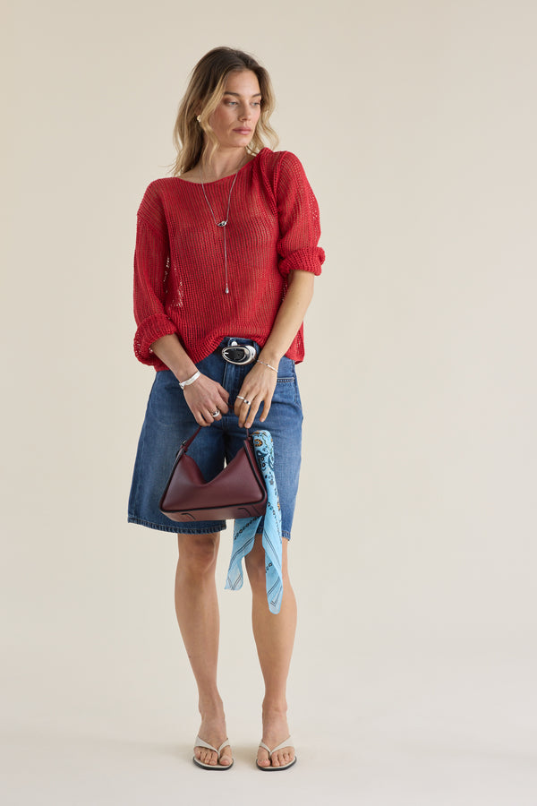 Elementary Linen Mesh Knit Sweater