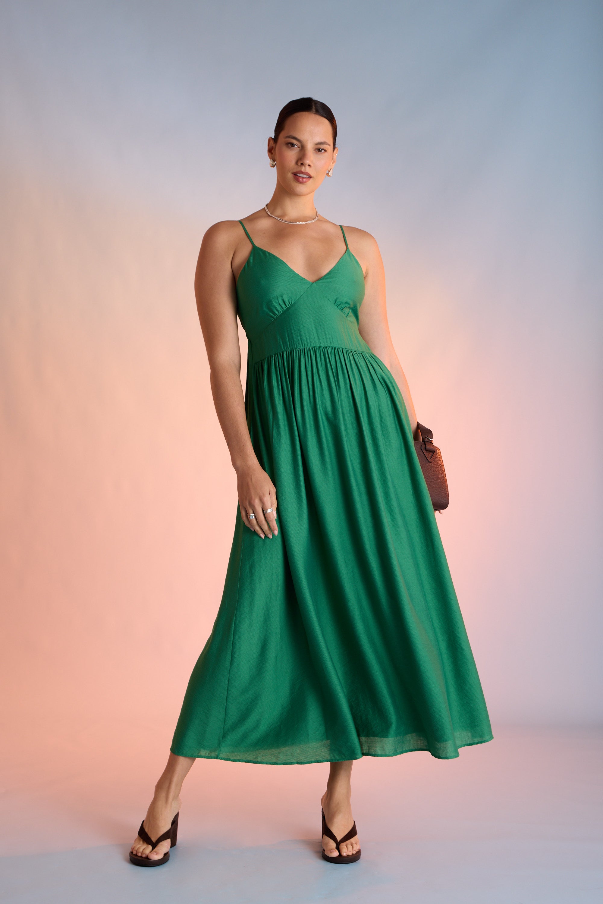 Shop Kennedy Tie Detail Dress (Emerald)