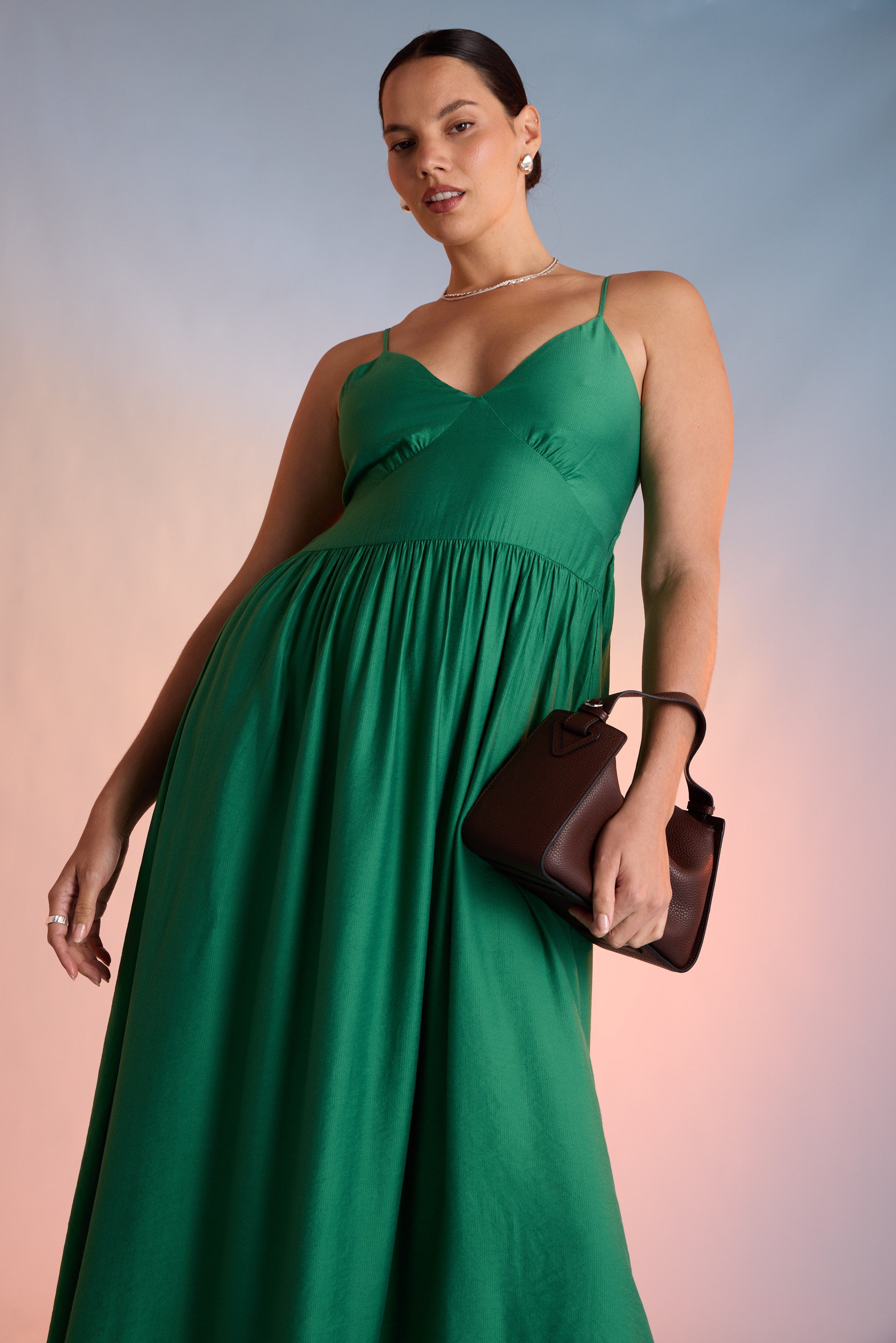 Shop Kennedy Tie Detail Dress (Emerald)