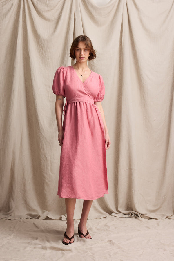 Sara Linen Wrap Dress