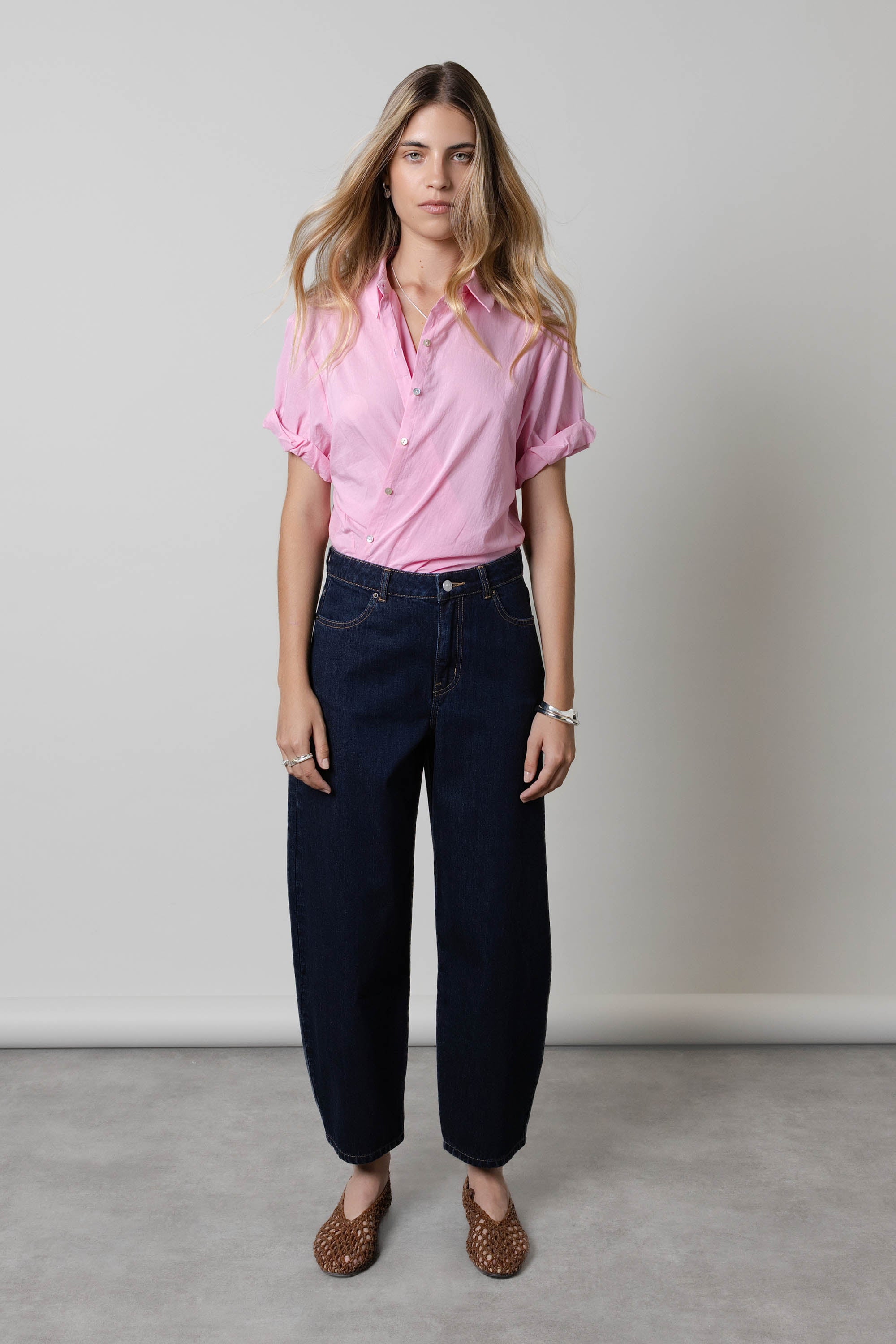 Shop The Cropped Barrel Leg Jean (Indigo Wash)