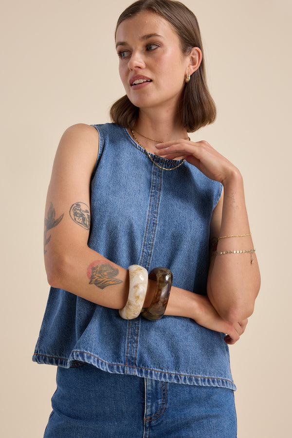 Elodie Sleeveless Denim Top