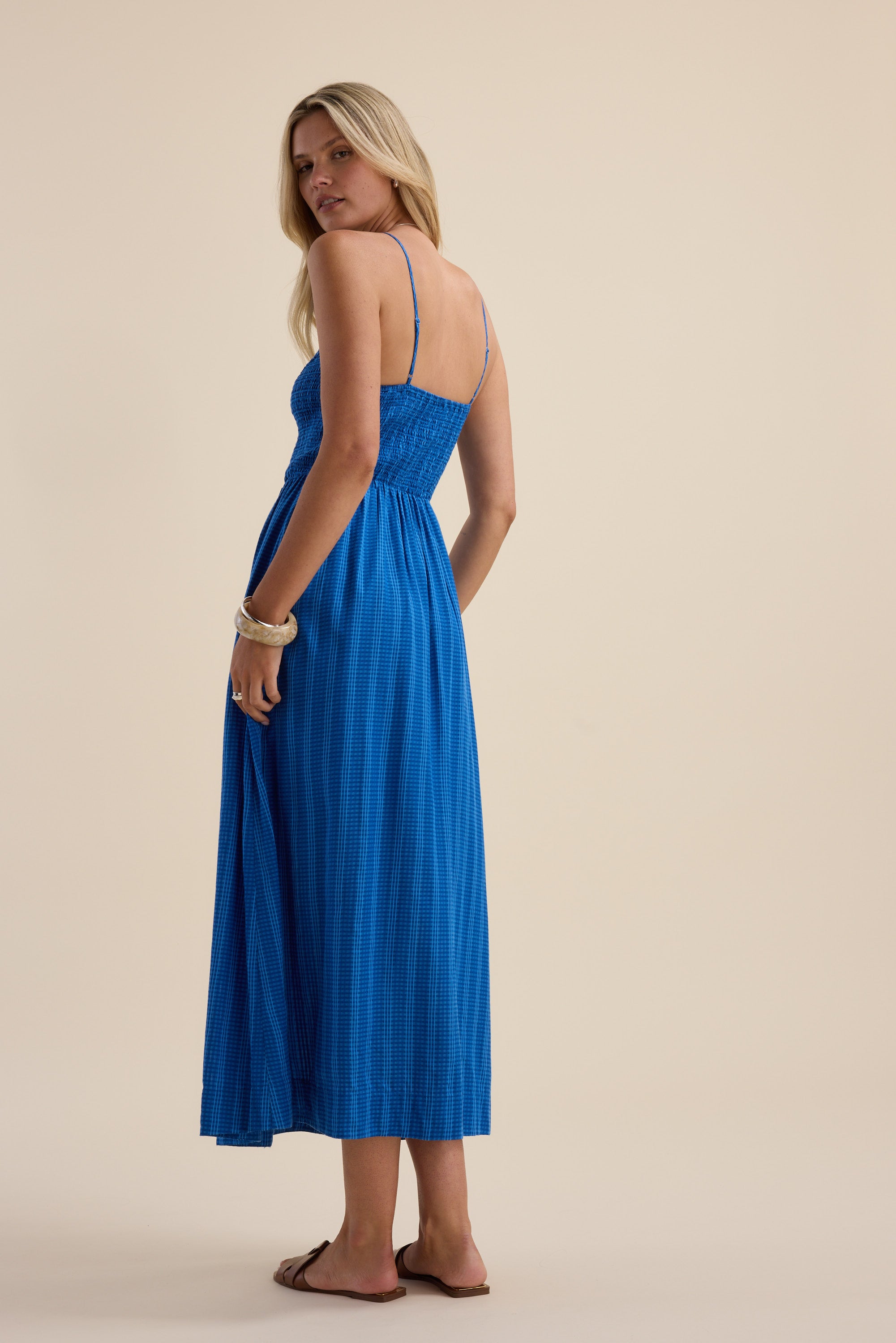 pink halter formal dress Blush Pink Formal Dress Spaghetti Straps Halter Sleeveless Zipper Long main image 1