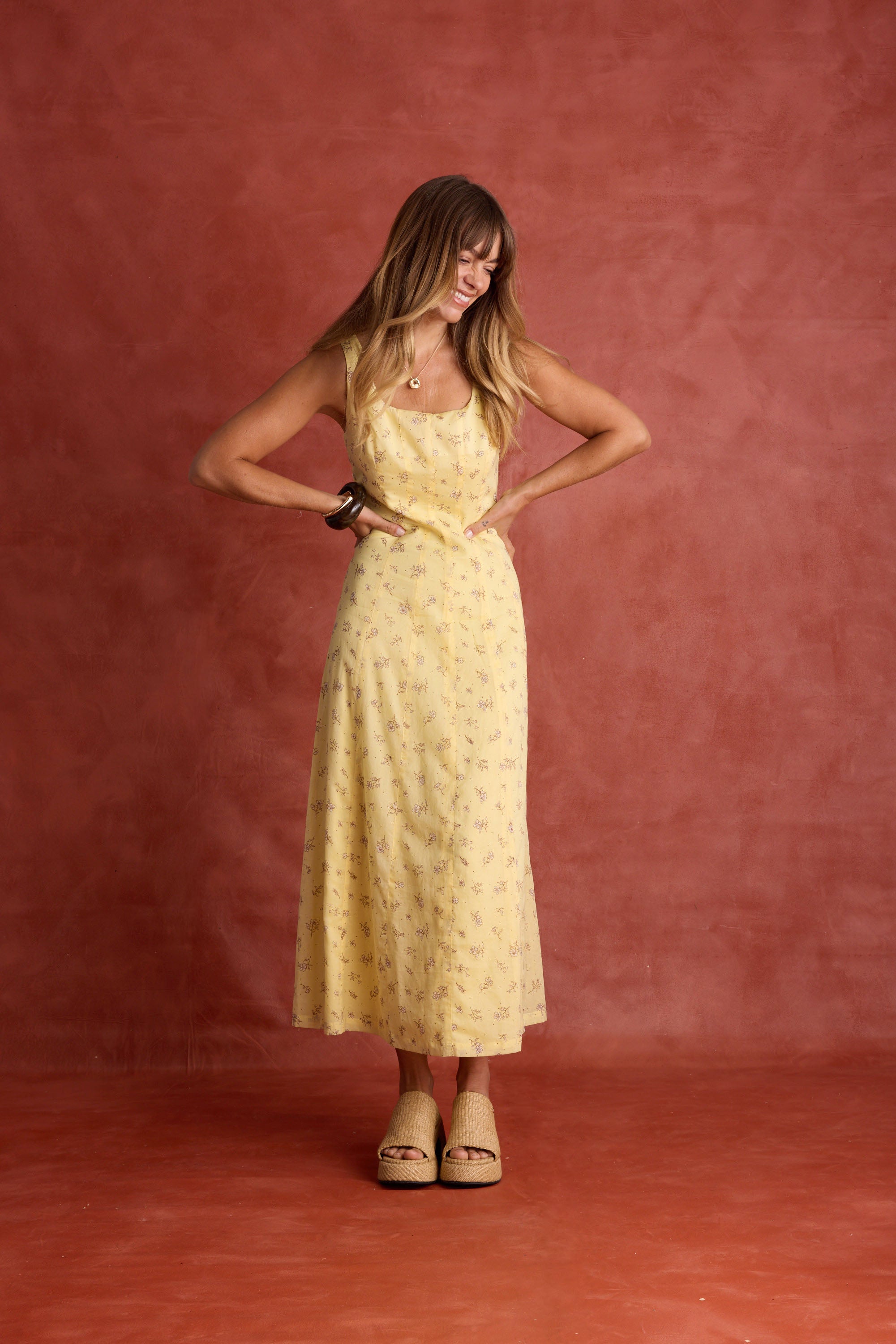 white christmas dresses Shop Cece Panelled Midi Dress (Chamomile Floral)