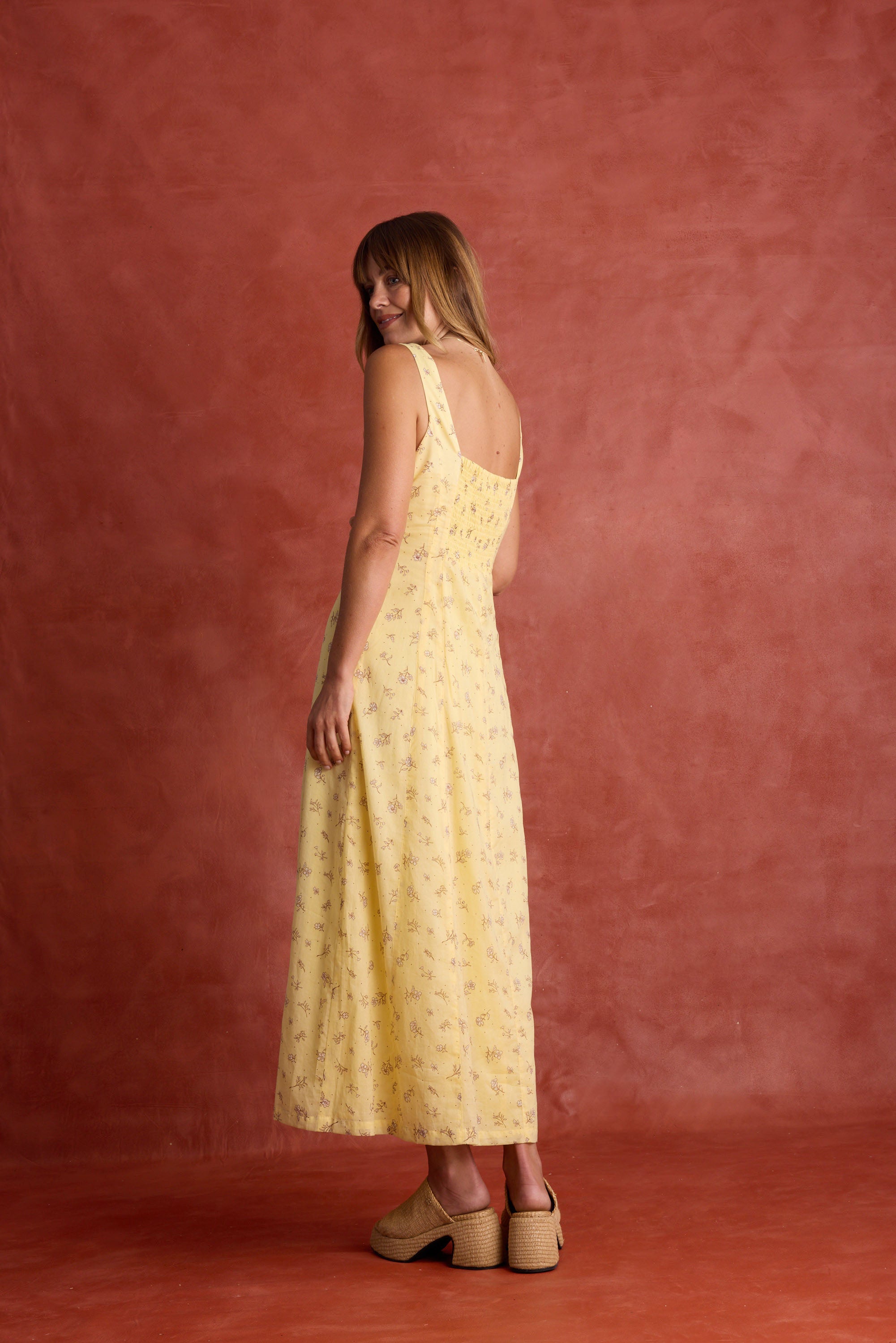 Shop Cece Panelled Midi Dress (Chamomile Floral)