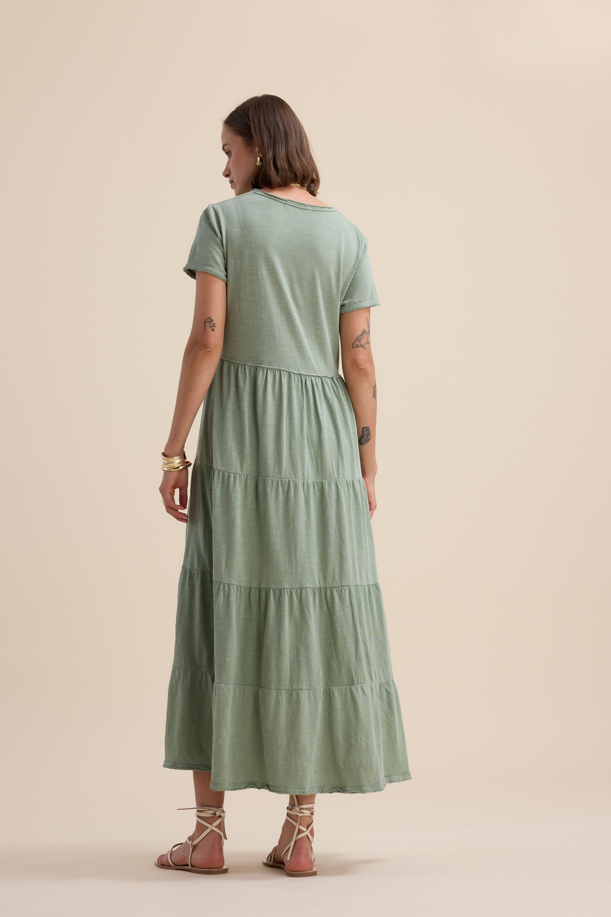 Shop Elementary Jersey Tiered Dress (Washed Olive) | Elementary Max Shop Elementary Jersey Tiered Dress (Washed Olive) | Elementary Max