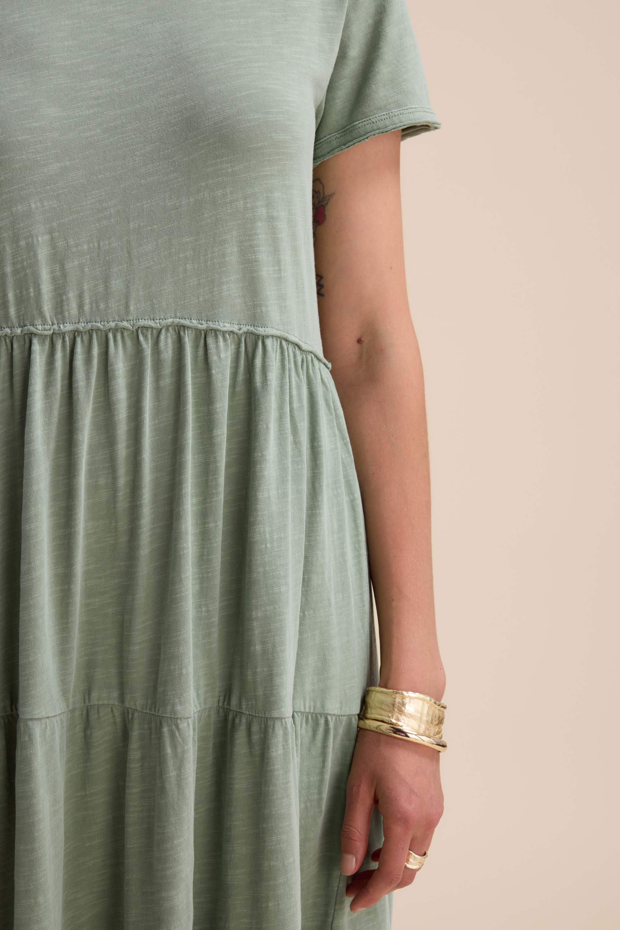 Shop Elementary Jersey Tiered Dress (Washed Olive) | Elementary Max Shop Elementary Jersey Tiered Dress (Washed Olive) | Elementary Max