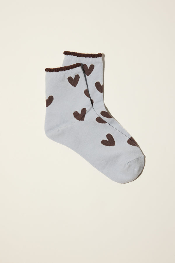 Grace Heart Crew Socks