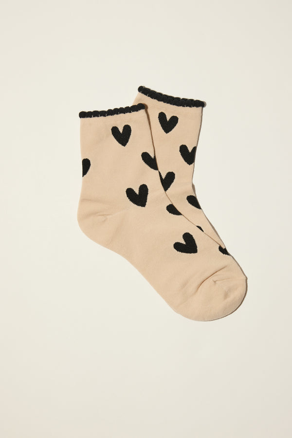 Grace Heart Crew Socks