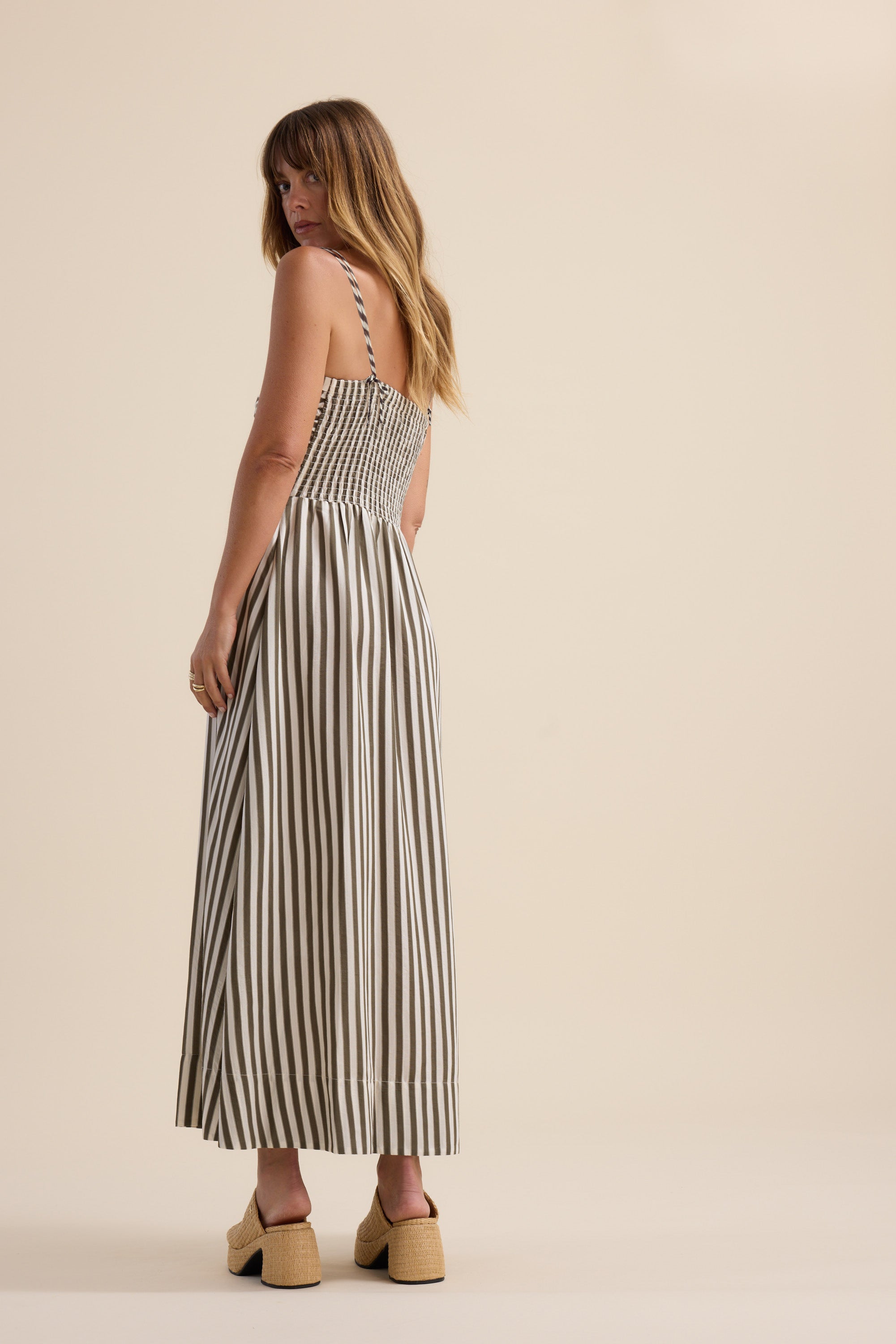 slim fit dress slacks Diana Dress in Black 2 Tone Stripe Cotton – Field Day