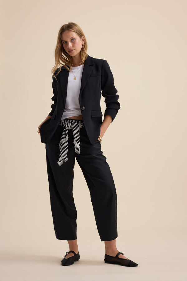 The Wool Blend Barrel Leg Pant