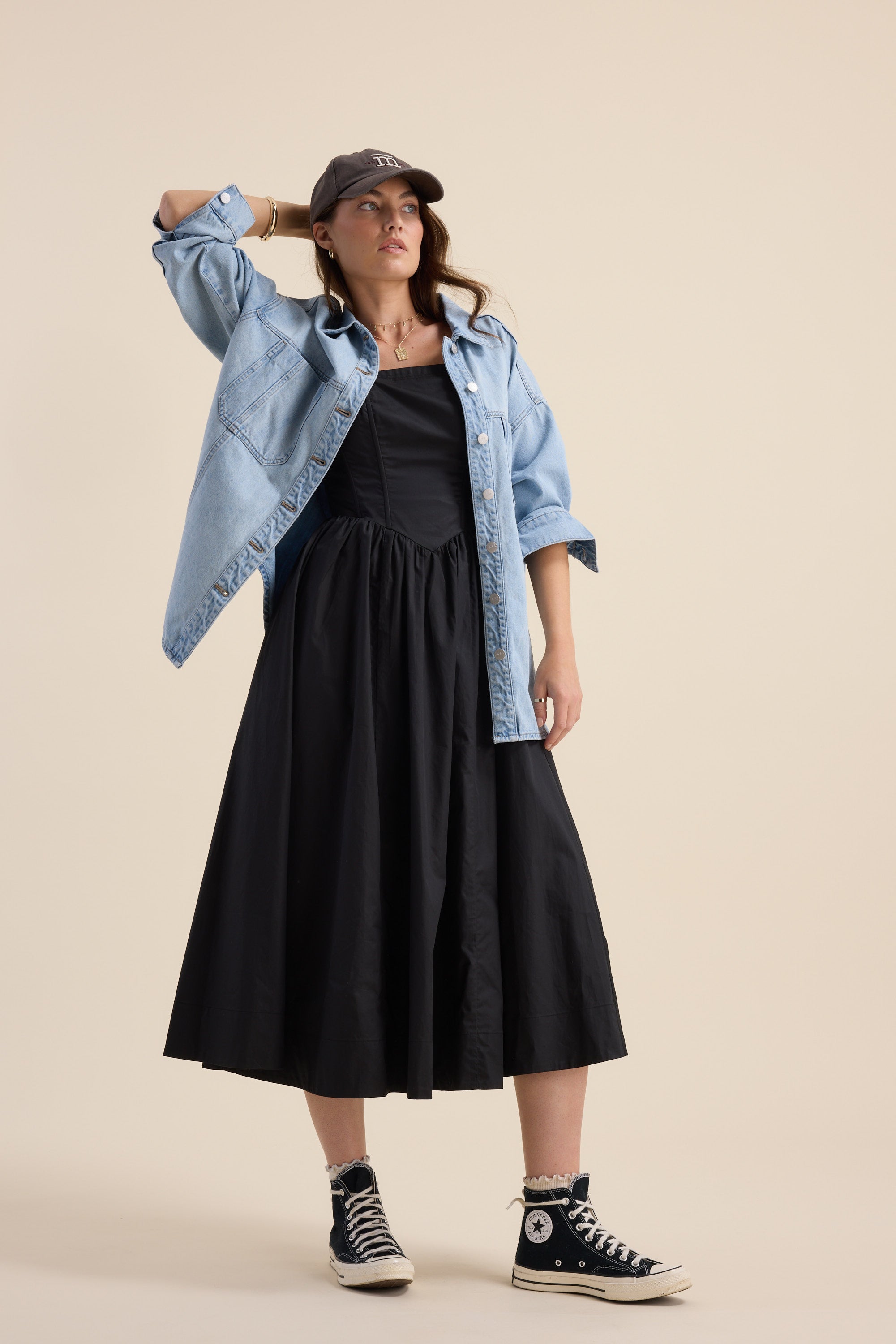 Shop Rose Shirred Back Dress (Black)