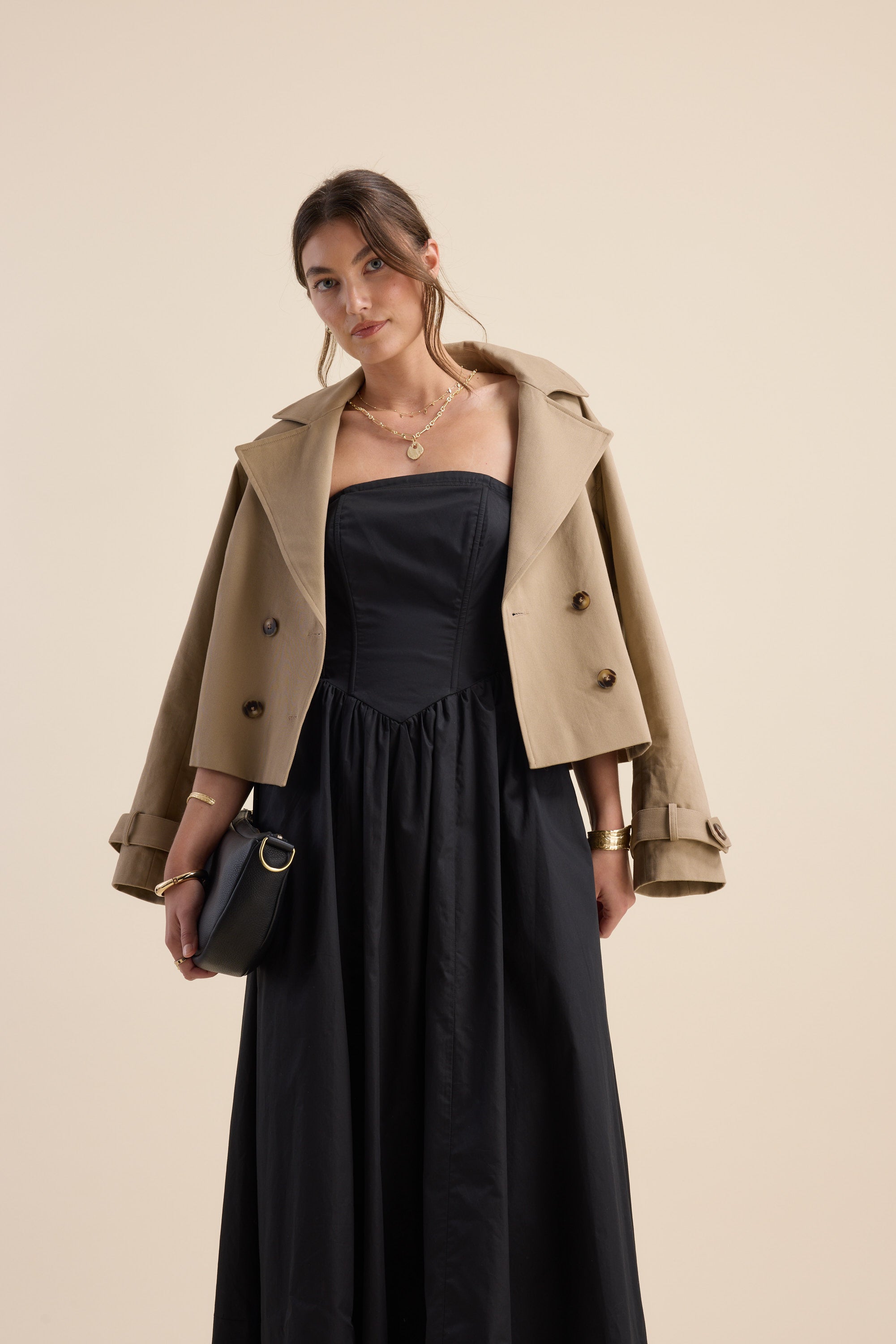 max long sleeve dress Shop Rose Shirred Back Dress (Black)