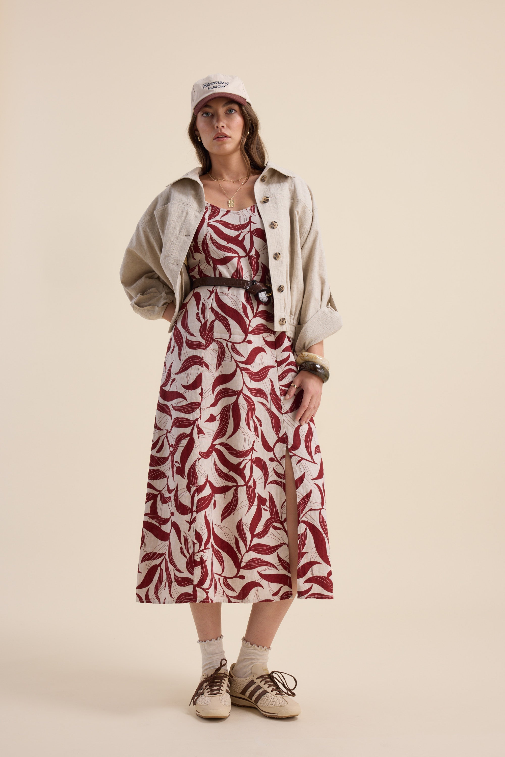 Shop Camille Puff Sleeve Dress (Rouge Botanical)