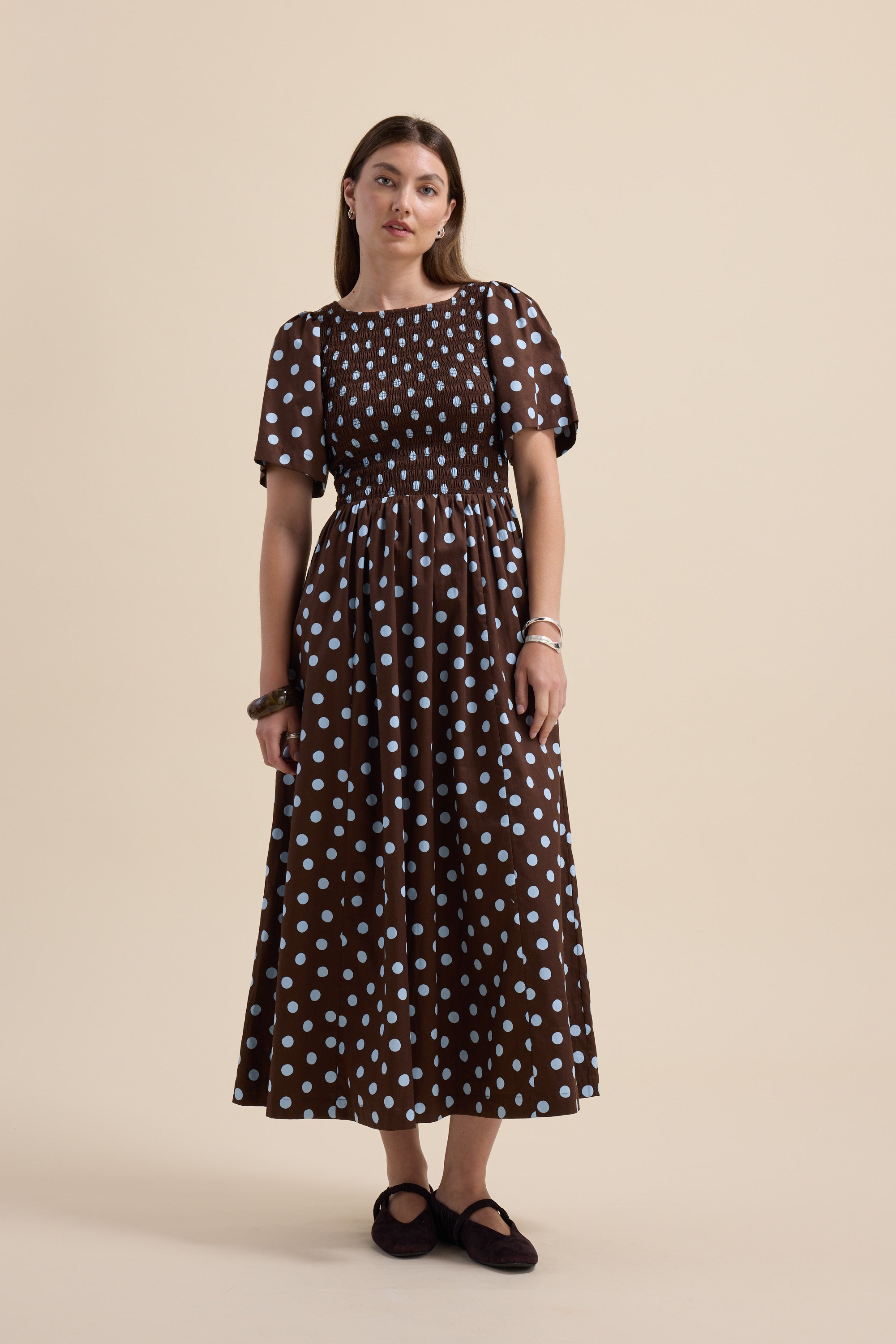 saint tropez midi dress Shop Ella Short Sleeve Dress (St Tropez Polka Dot)