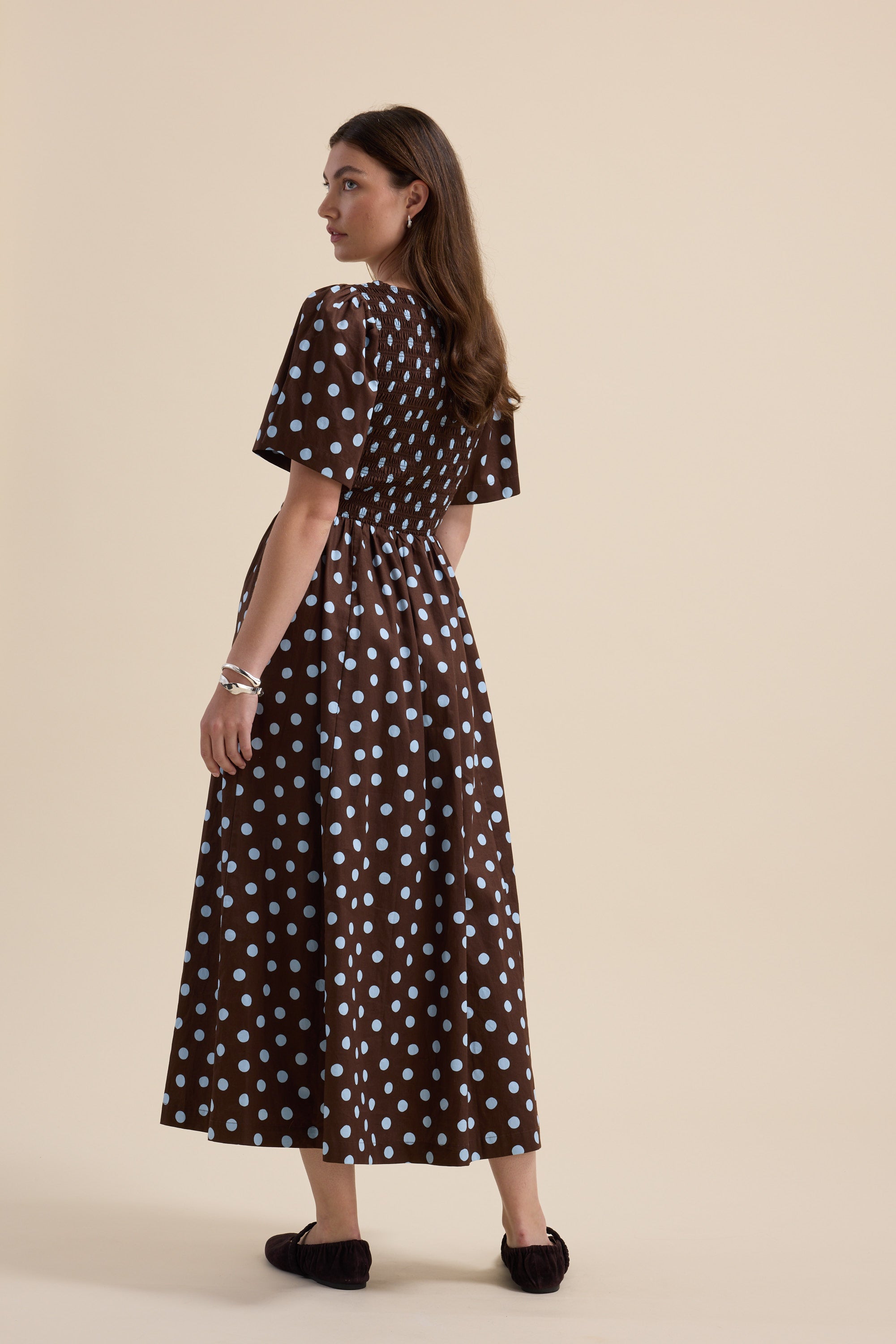 polka dot midi dress short sleeve Shop Ella Short Sleeve Dress (St Tropez Polka Dot)