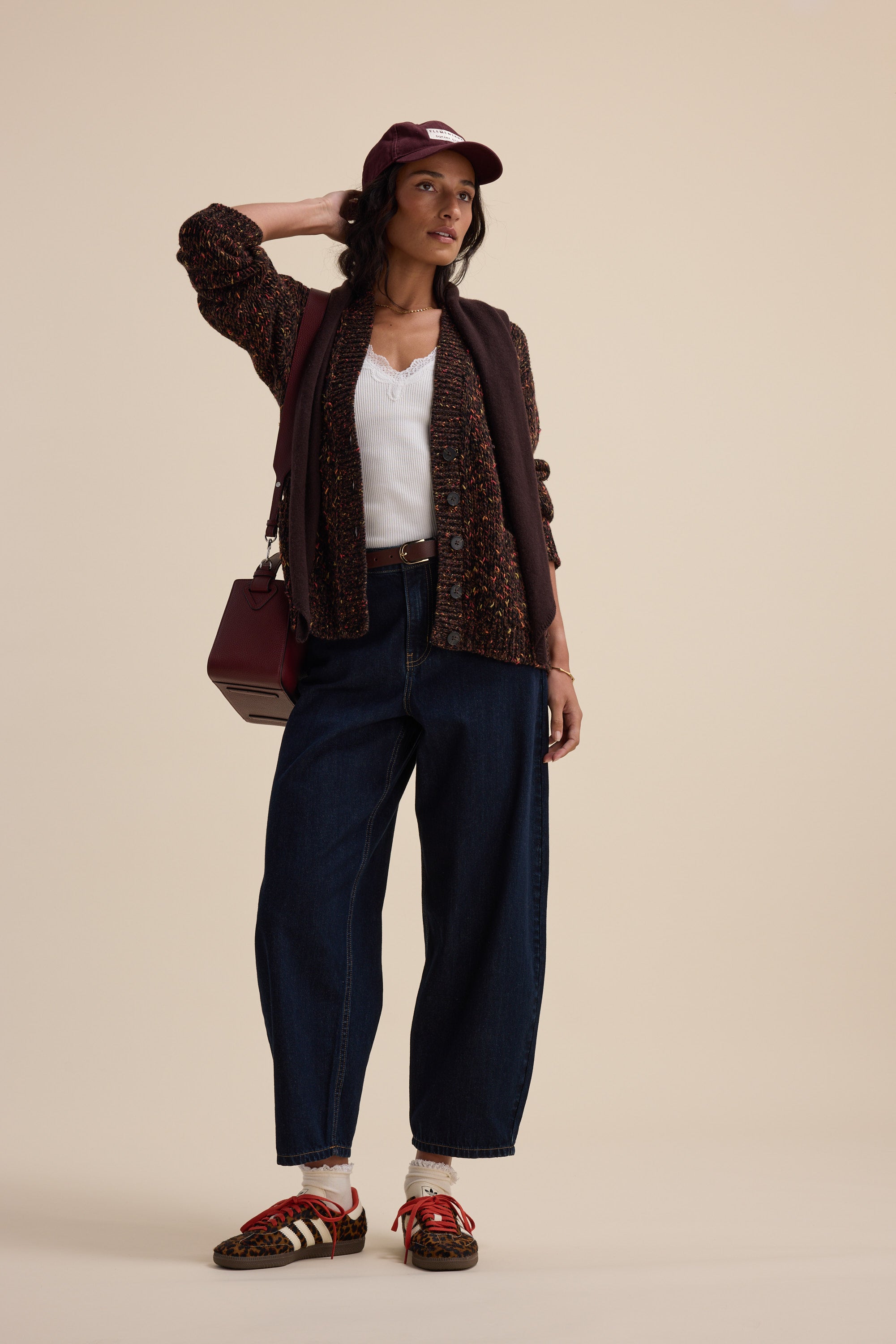 Shop Elementary Oversized Merino Blend Cardi (Dark Speckle